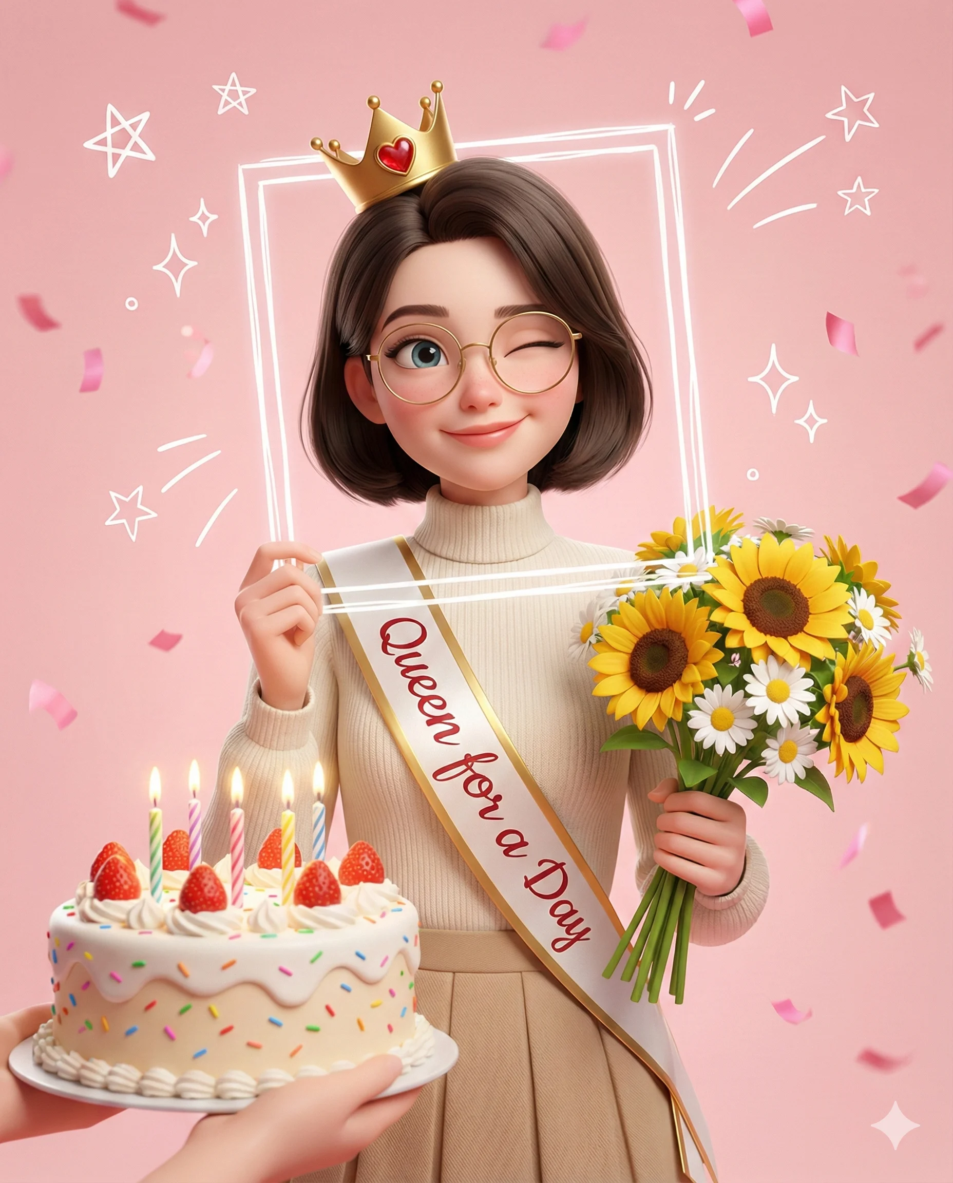 Birthday Queen Celebration 3d Render