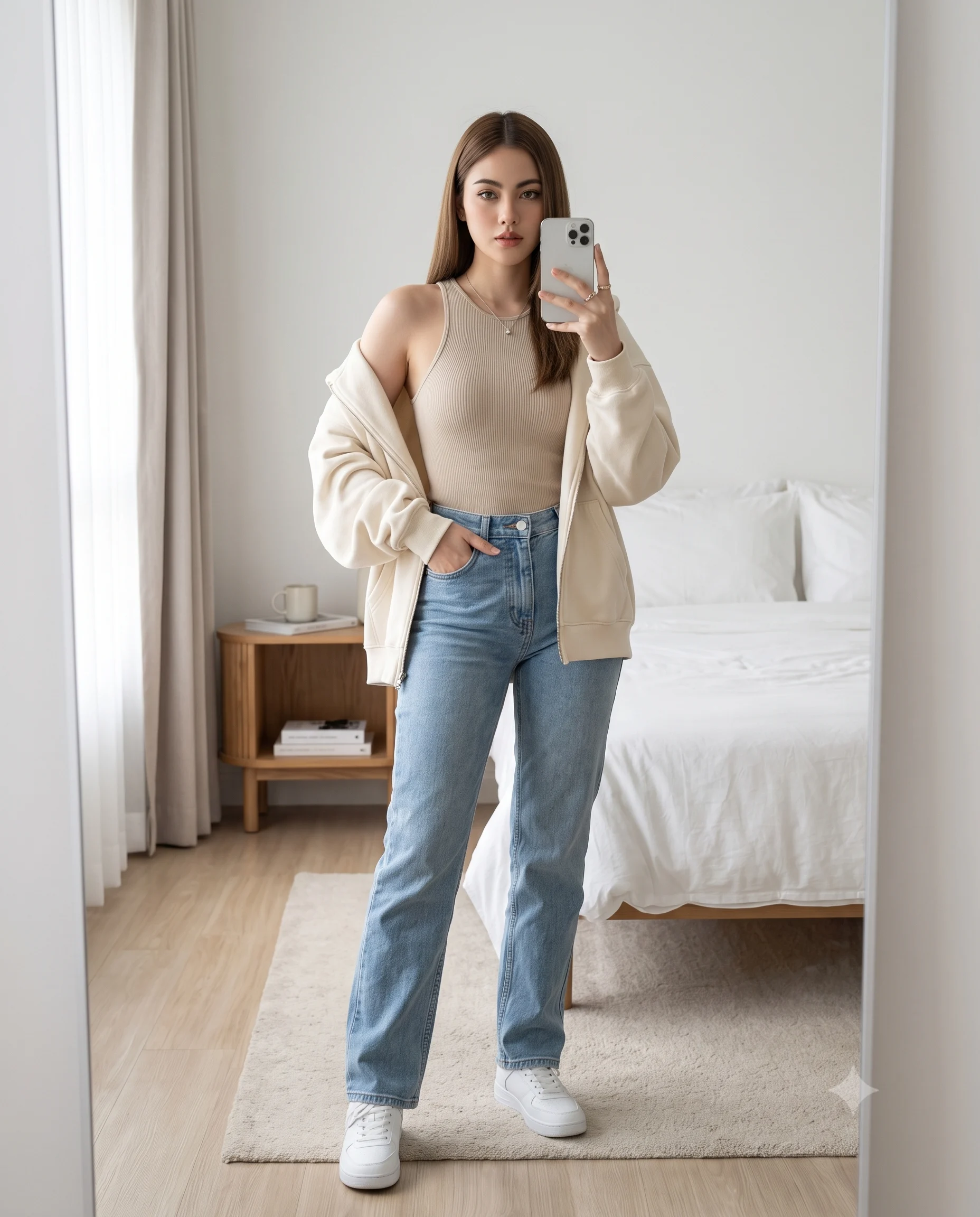 Girl Mirror Selfie Casual Wear Portrait