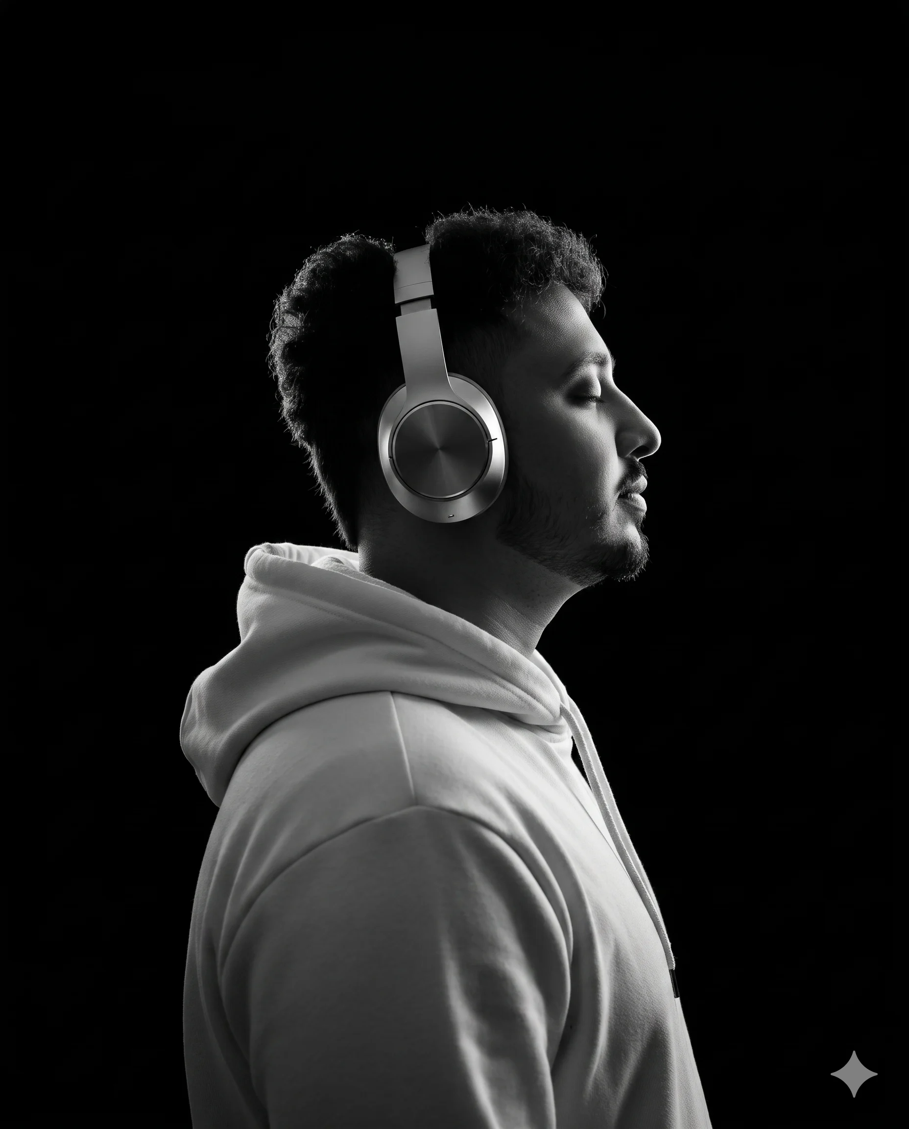 Monochrome Headphone Profile Ai Art