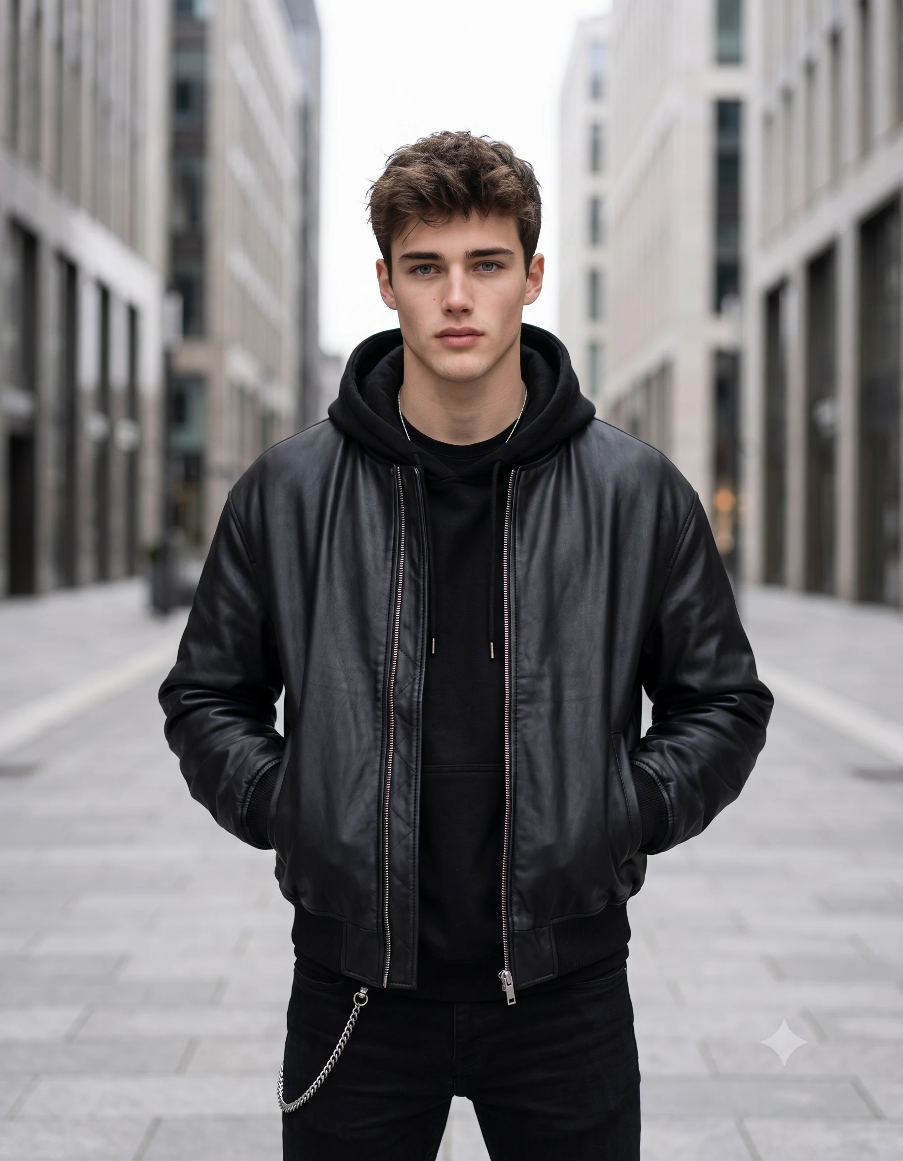 Black Leather Jacket Urban Fashion Portrait