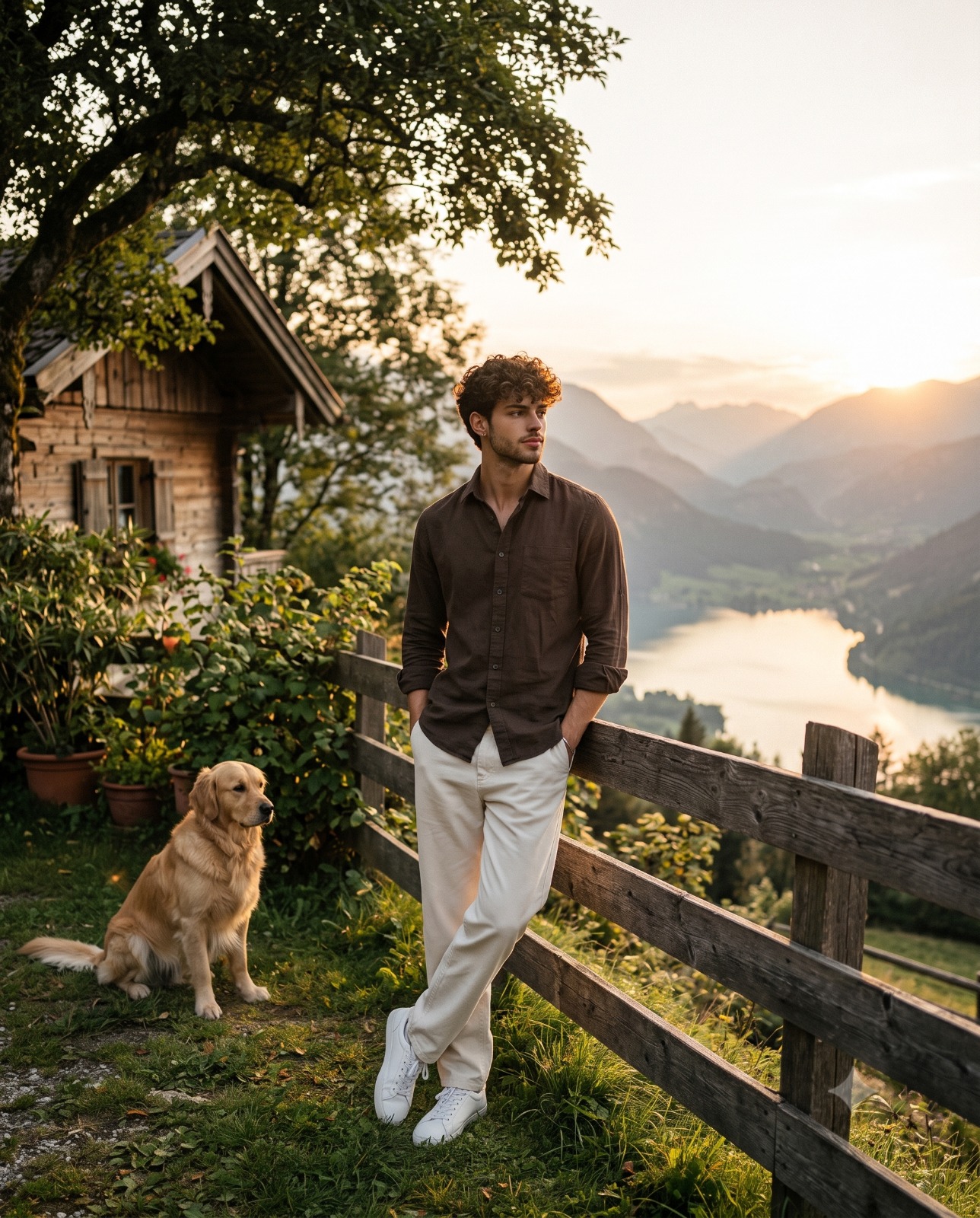 Handsome Man Relaxing at Mountain Resort Portrait