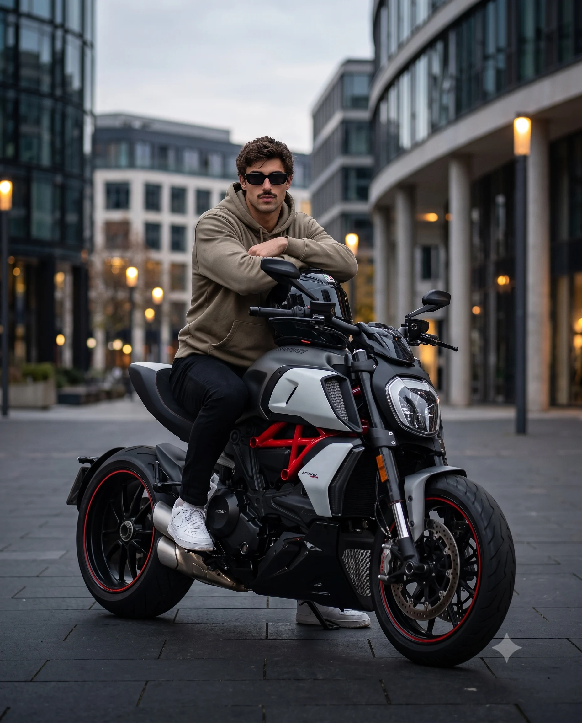 Cinematic Ducati Motorcycle Biker Portrait