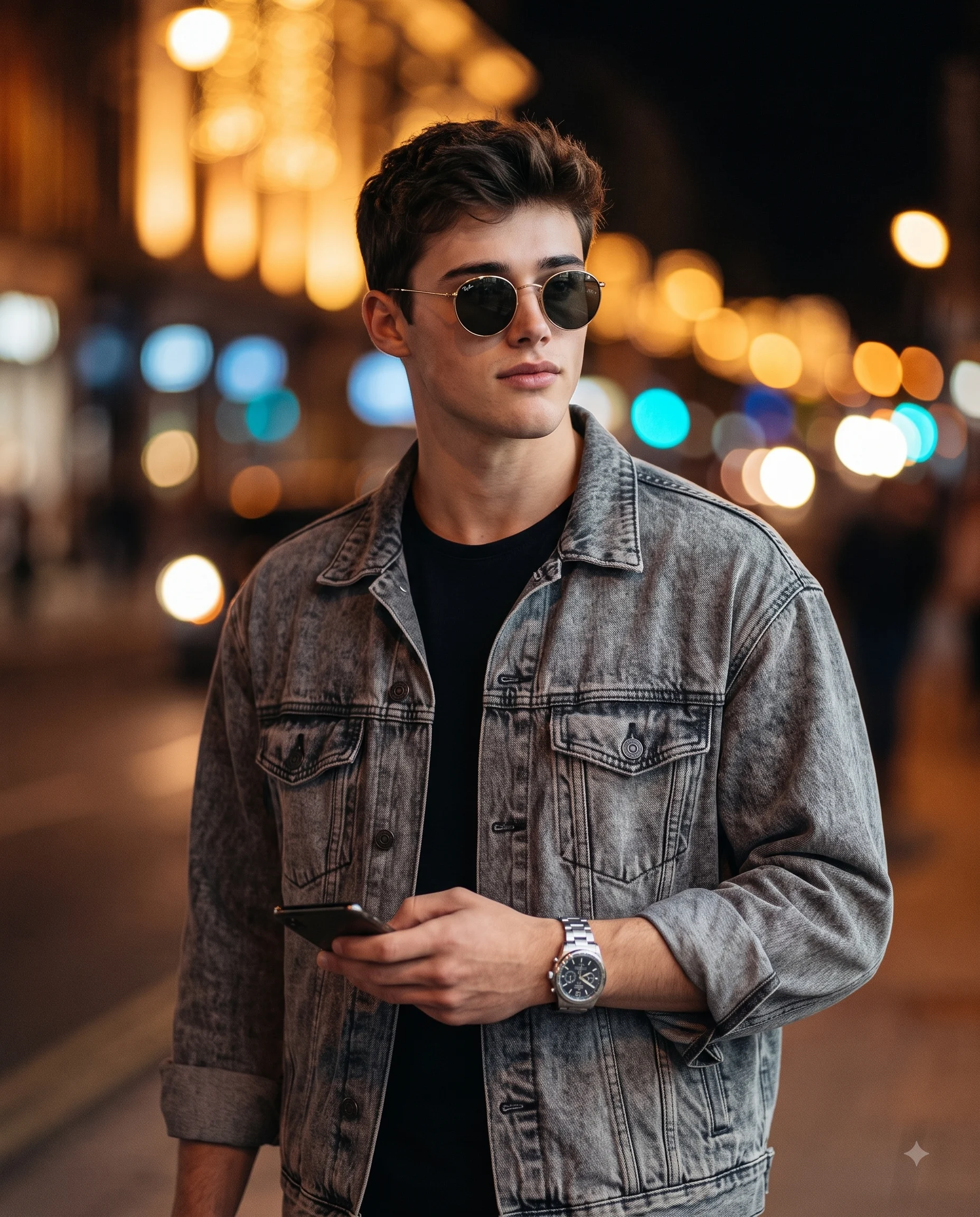 Night Street Neon Glow Aesthetic Guy Sunglasses