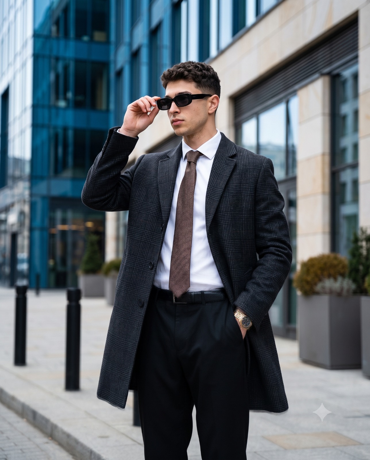 Sunglasses and Tie Street Fashion Look Portrait
