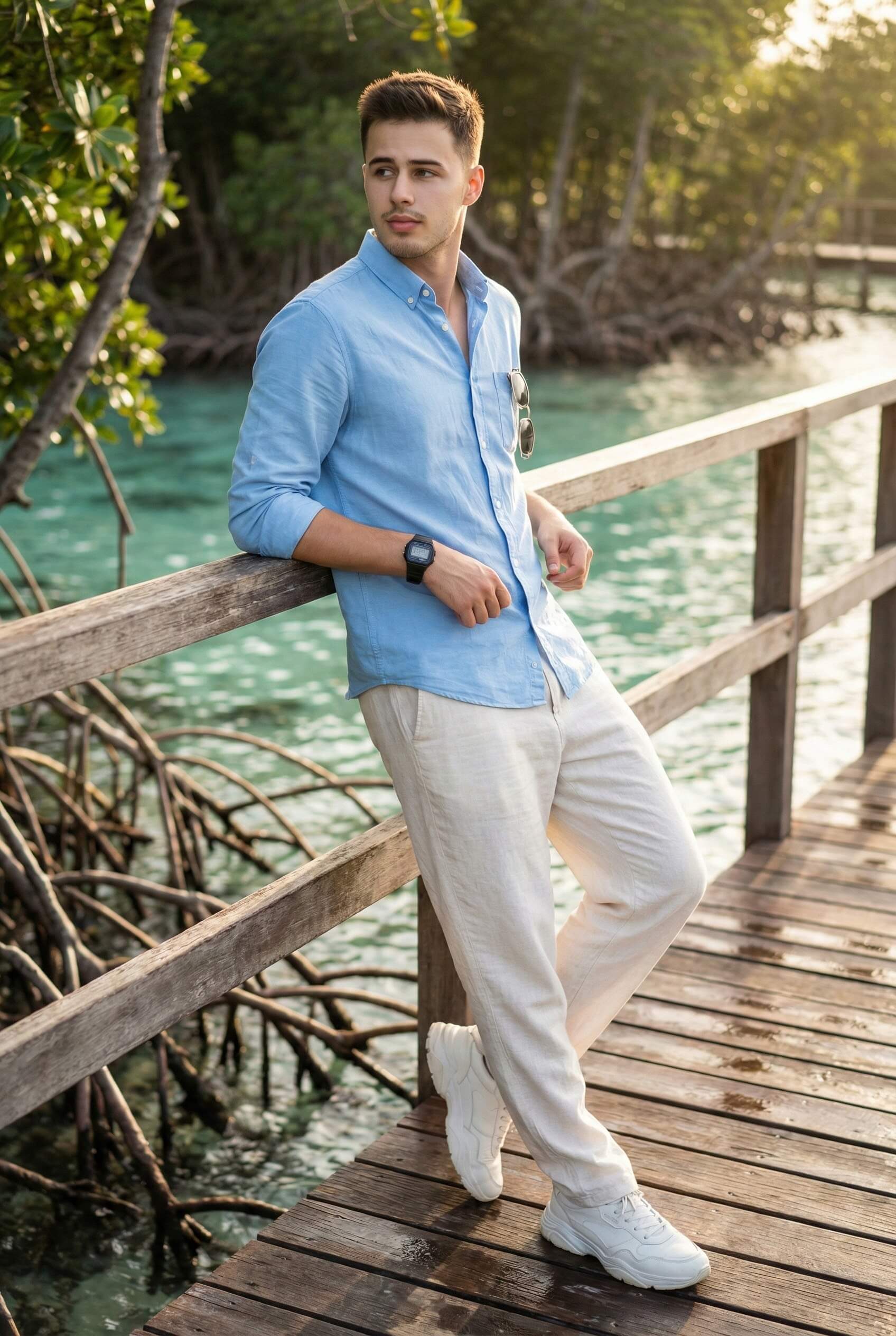 Coastal Calm Seaside Men Fashion Portrait