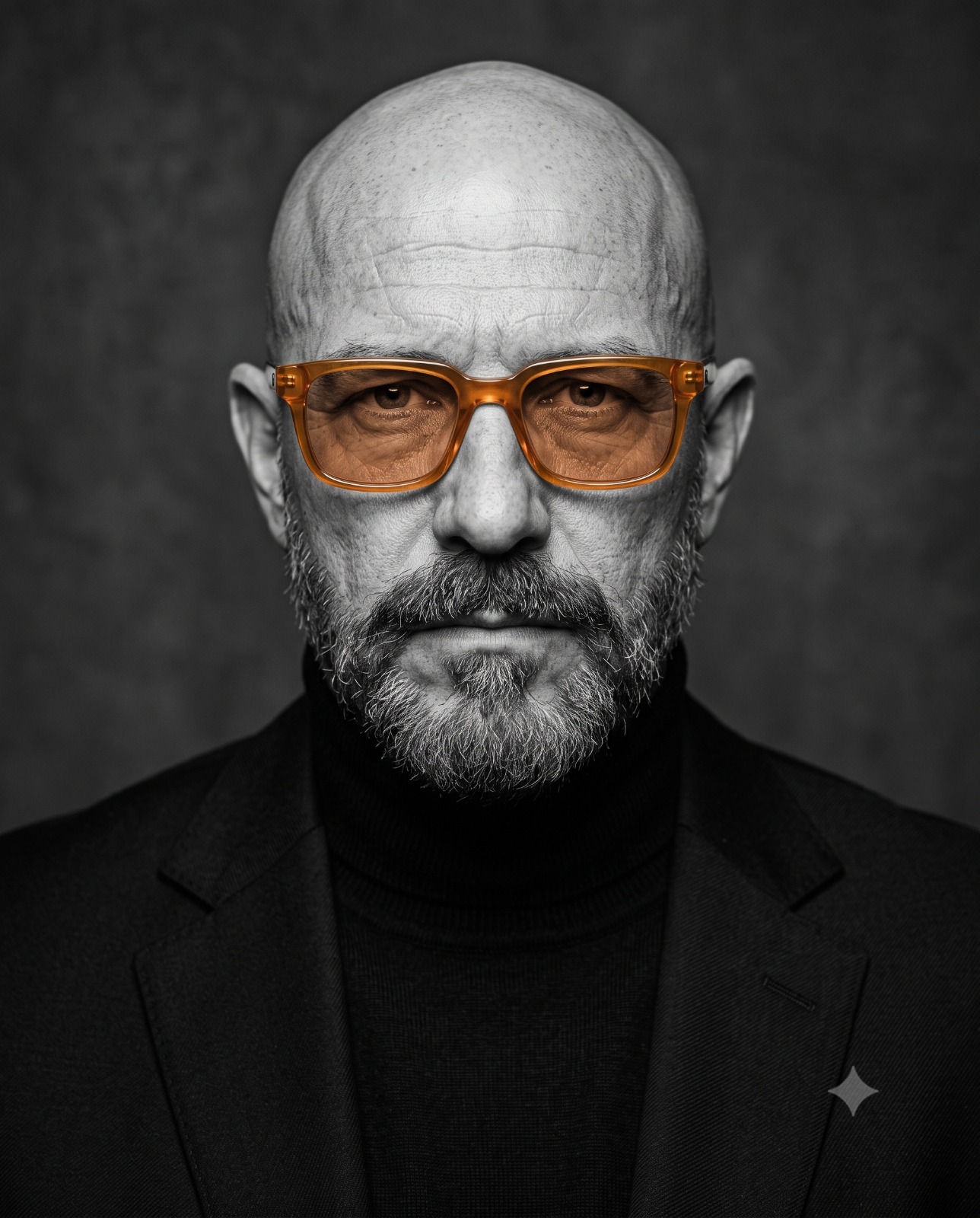 Dramatic B&w Portrait with Amber-orange Glasses Portrait