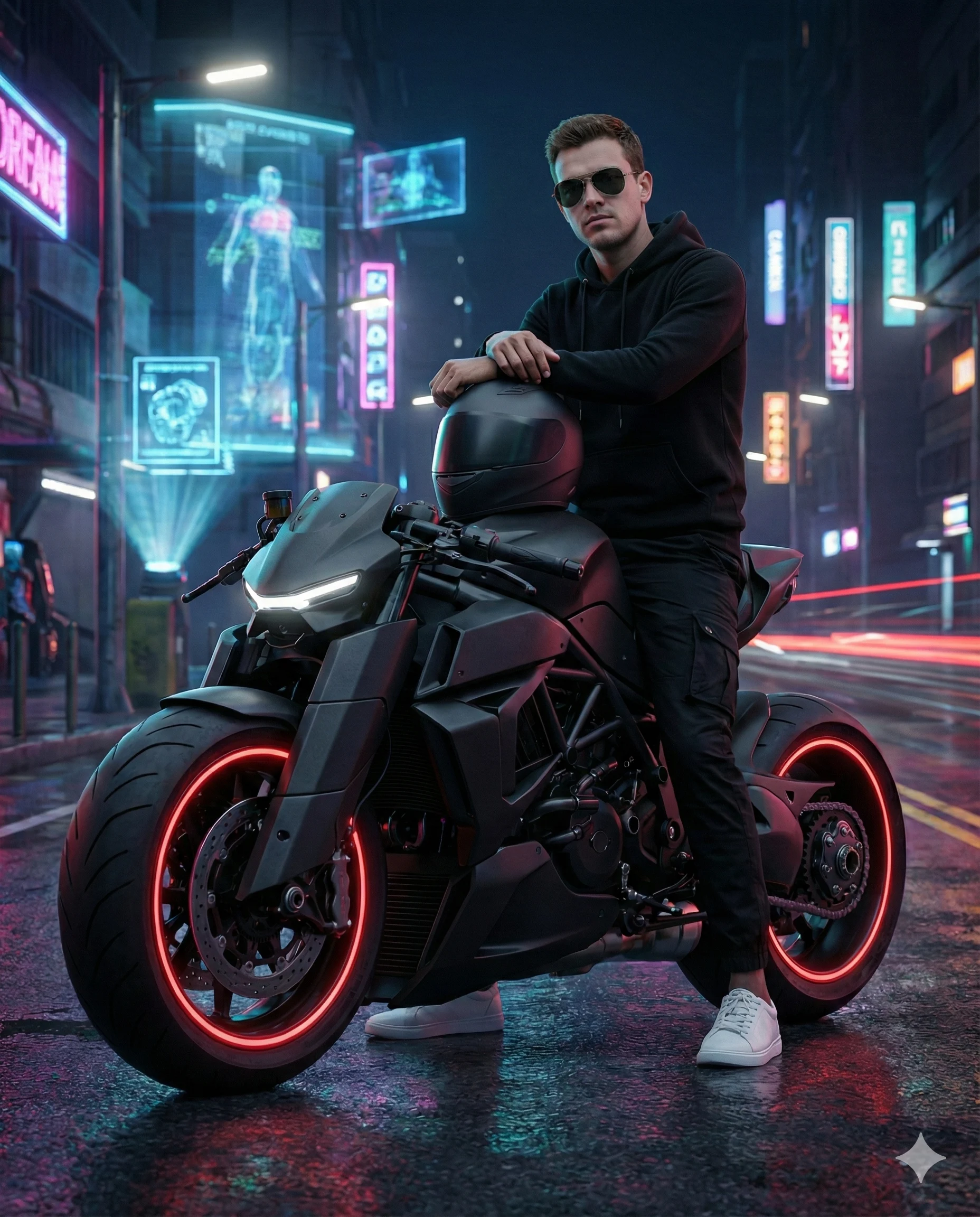 Digital Drifter Cyberpunk Portrait