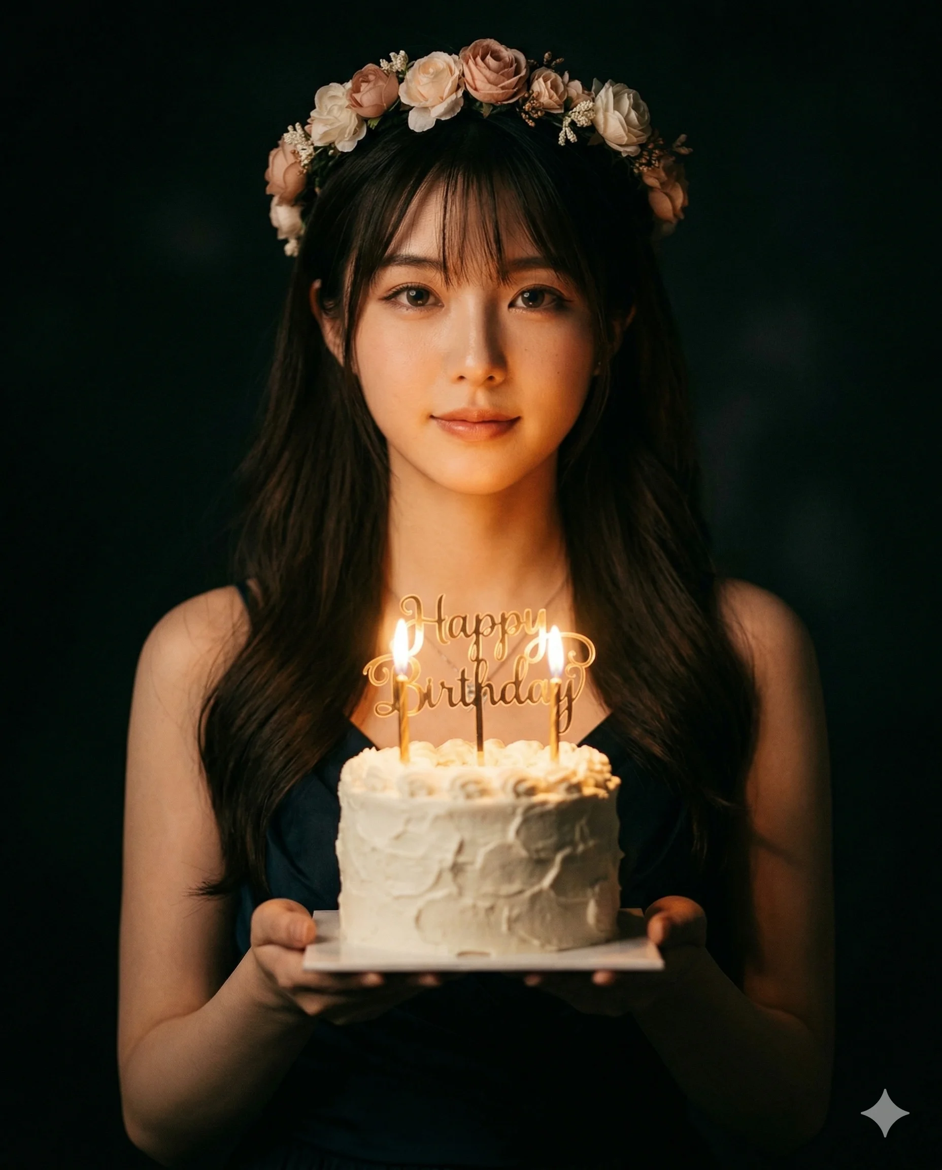 Candlelit Birthday Wish Elegant Celebration Portrait