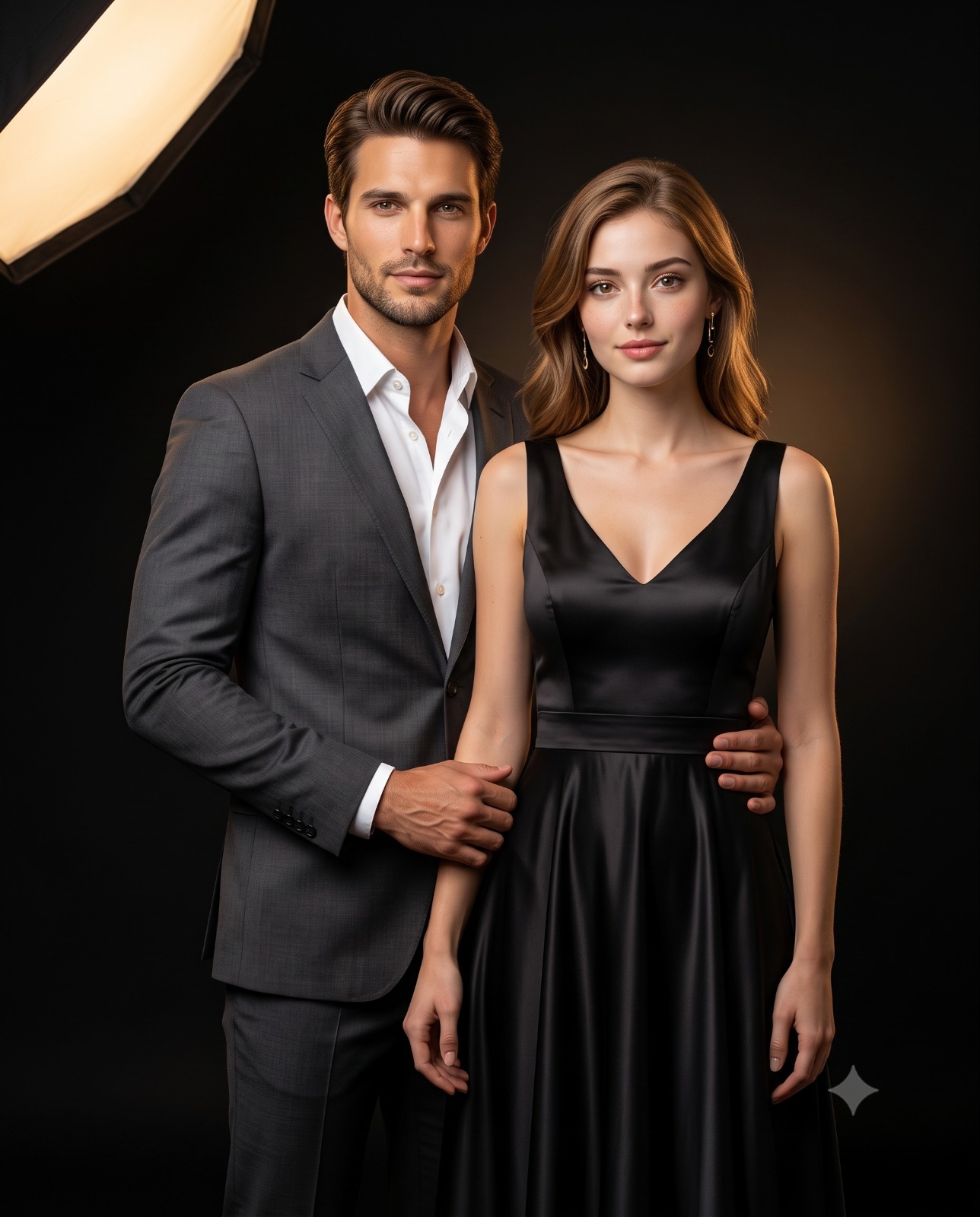 Power Couple Black Backdrop Studio Fashion Portrait