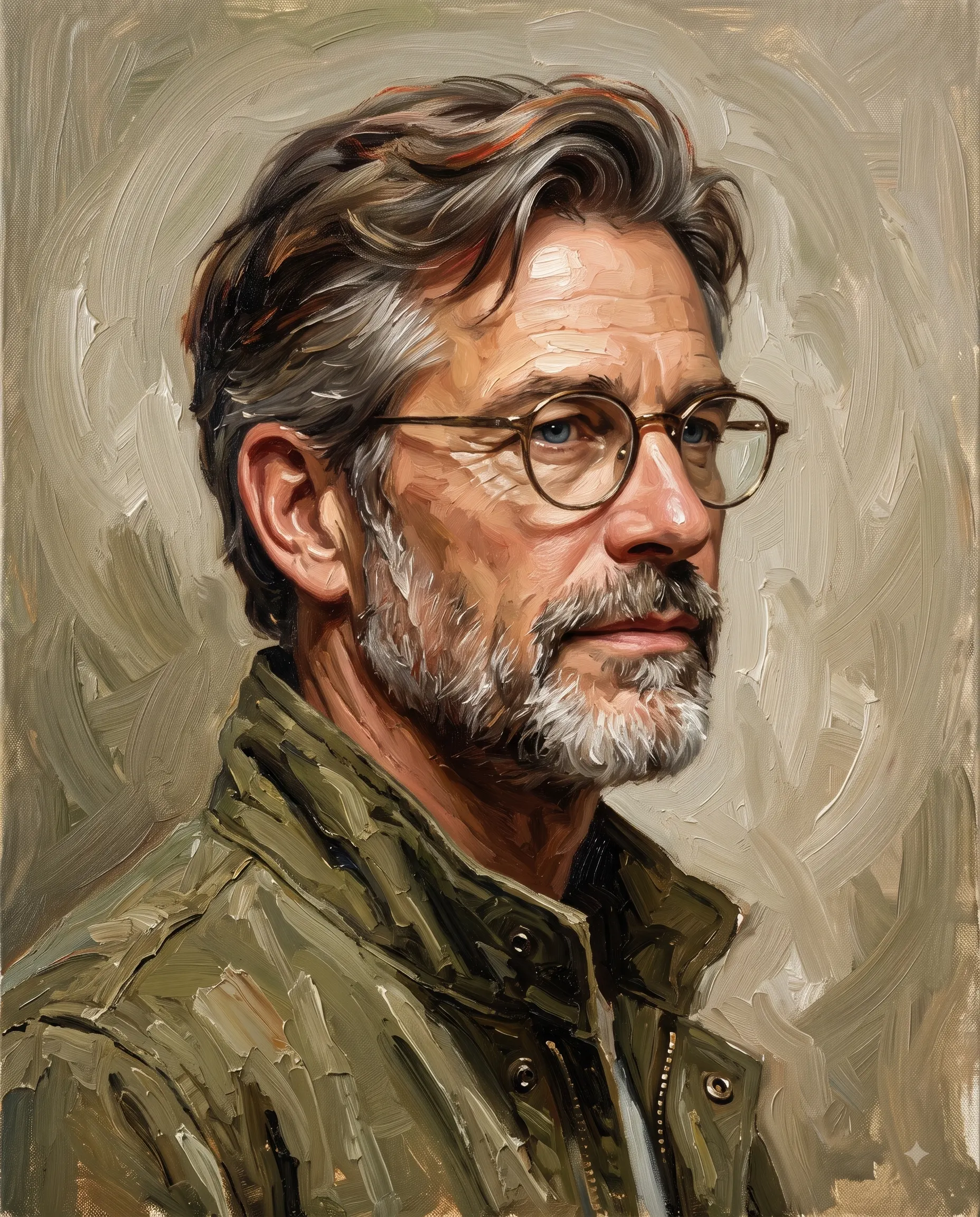 Impasto Oil Portrait of a Handsome Man Portrait