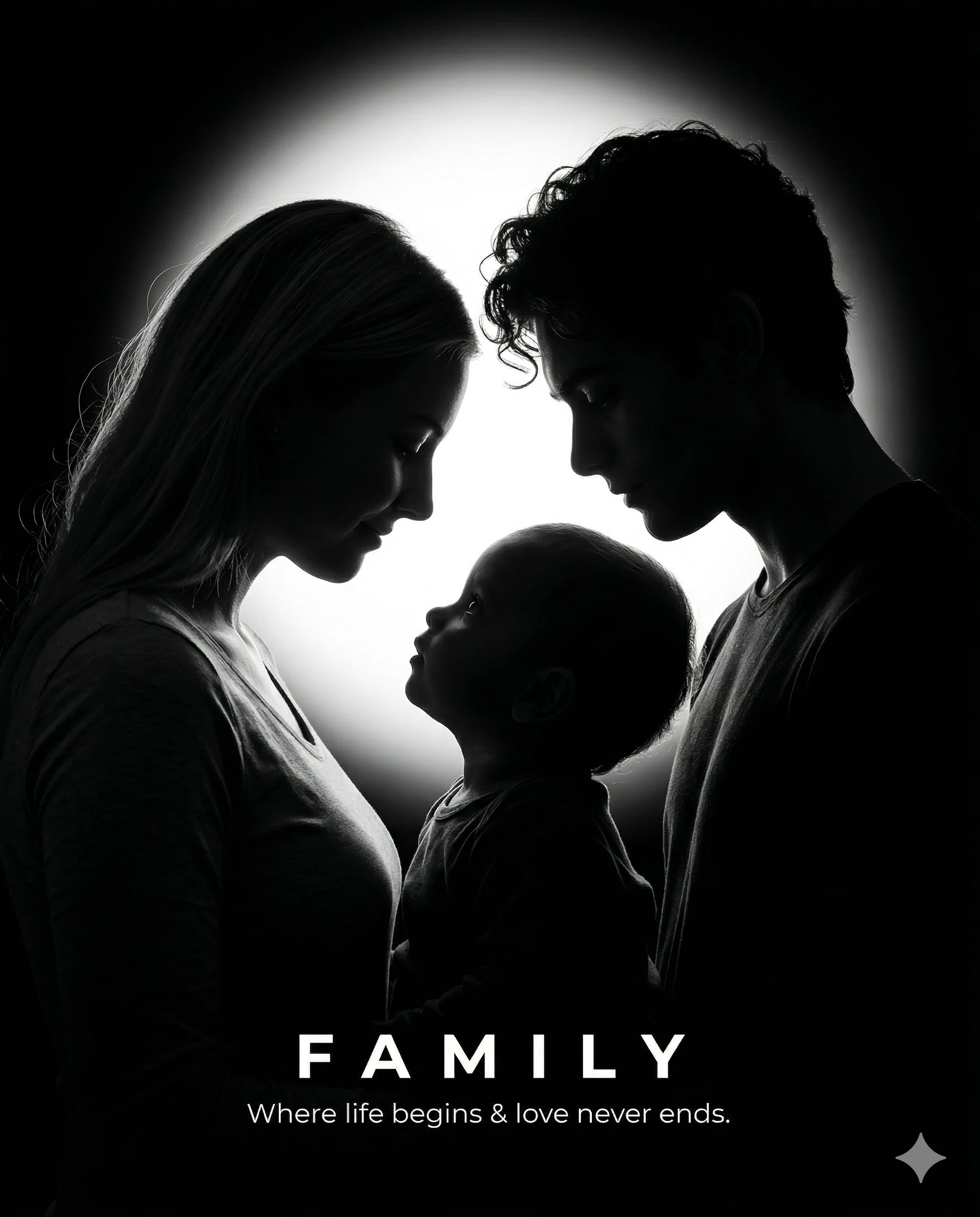Inspirational Family Silhouette Black and White Art