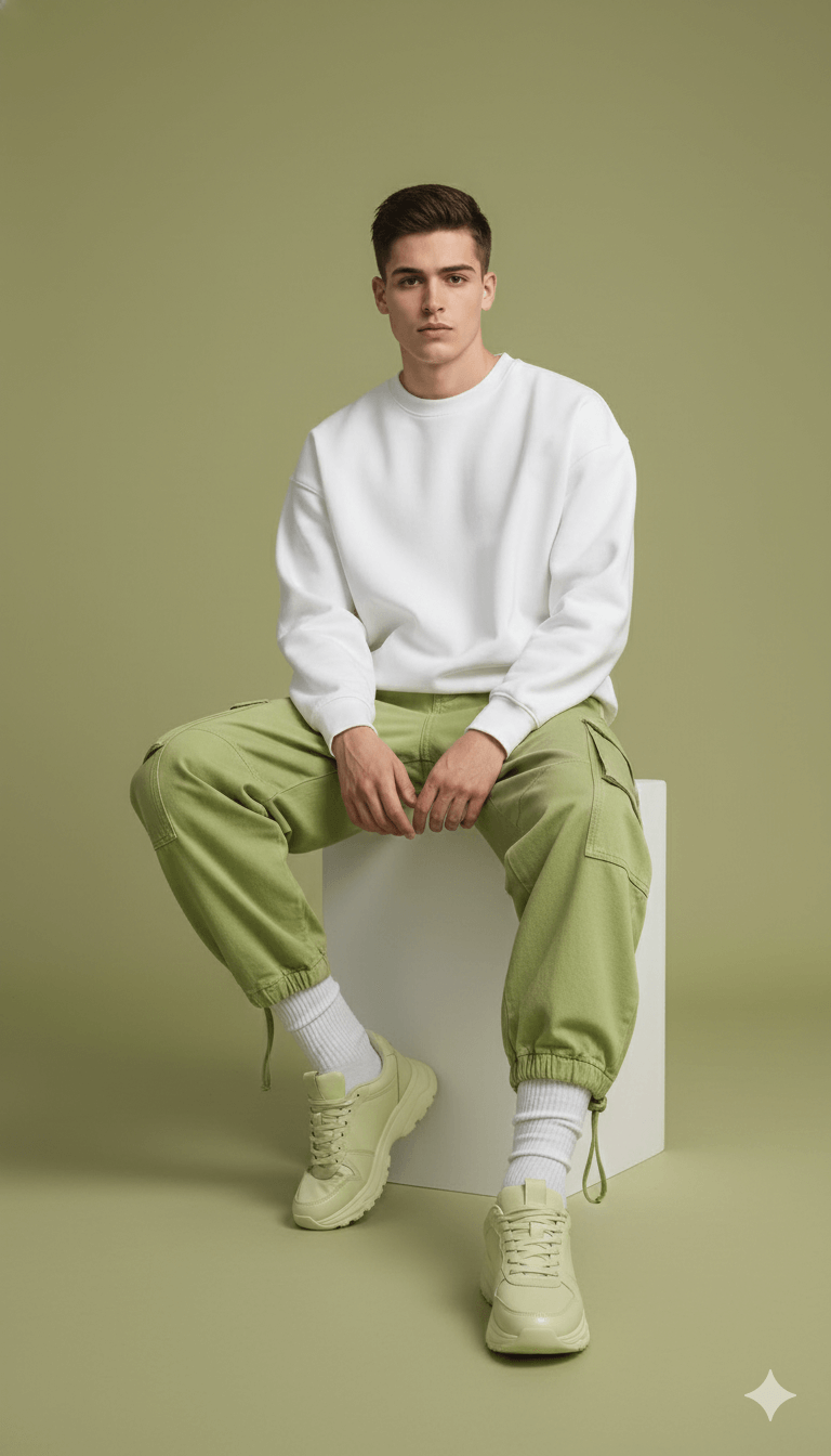 Bold Lemon Green Studio Fashion Portrait