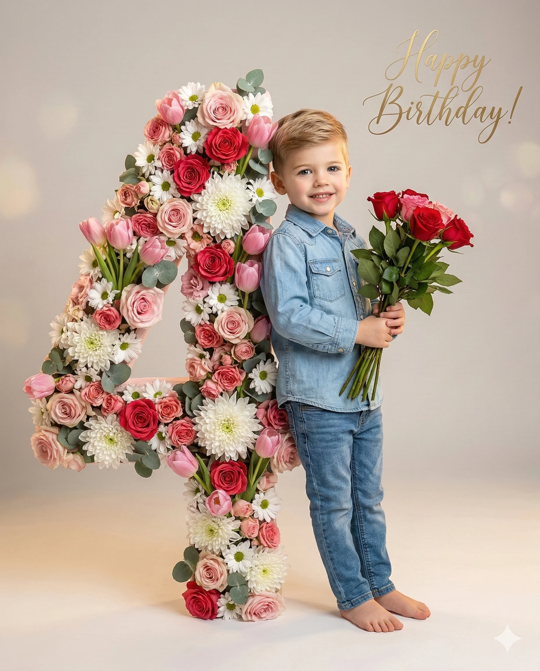 Floral Number Birthday Digit Celebration Art