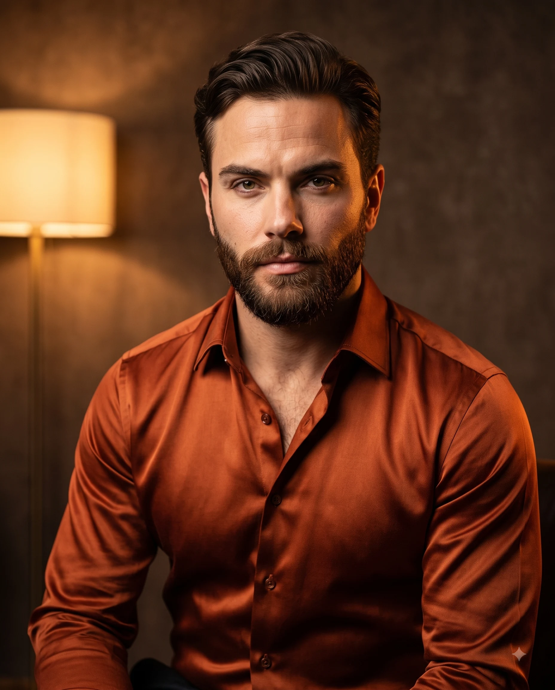 Warm Lit Portrait of Elegant Man Portrait