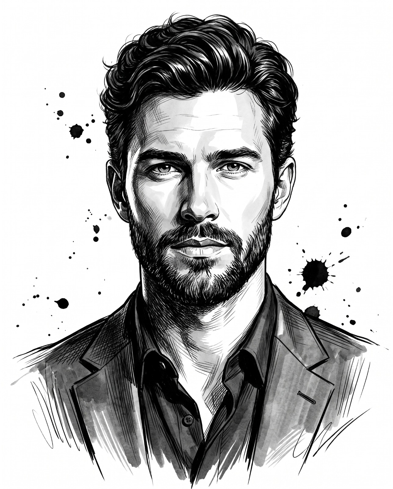 Splattered Sketch Portrait Ai Art