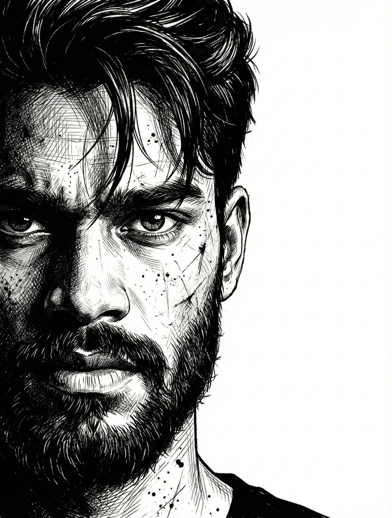 Intense Assassin Black Portrait