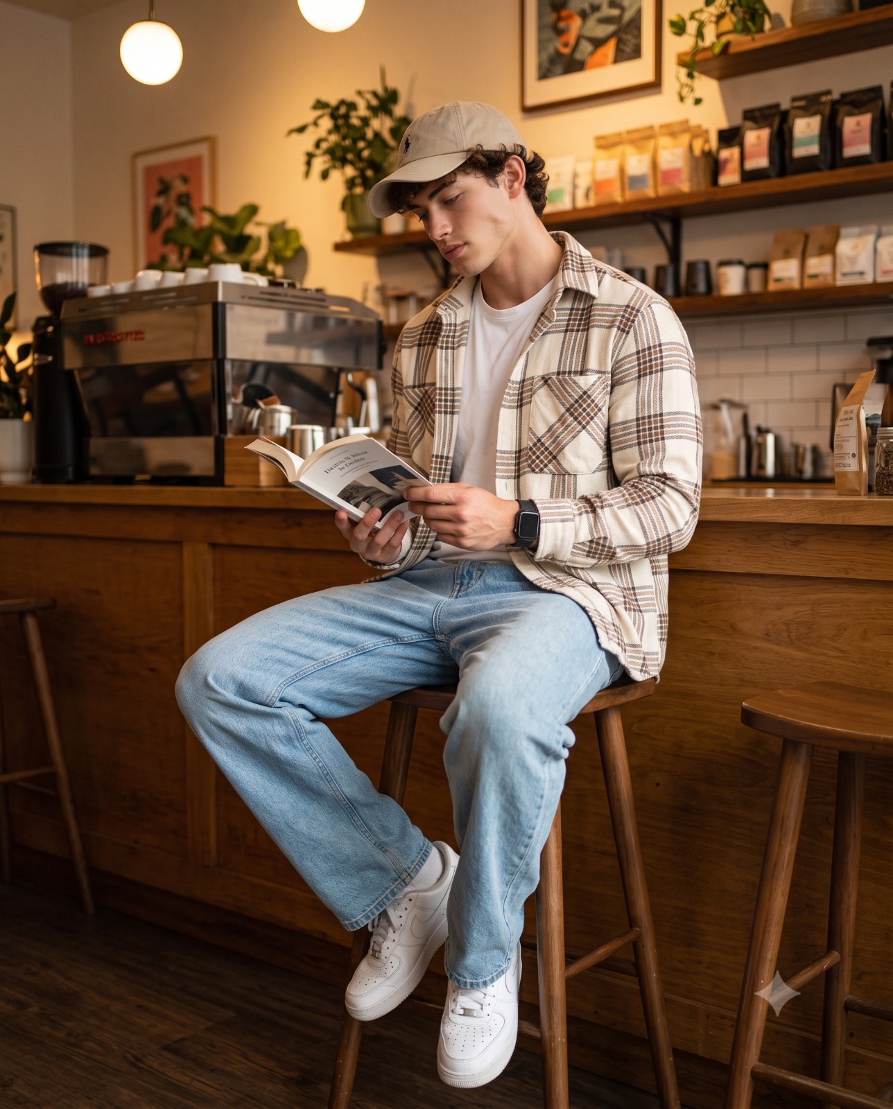 Cozy Coffee Shop Lifestyle Photo of Man Portrait