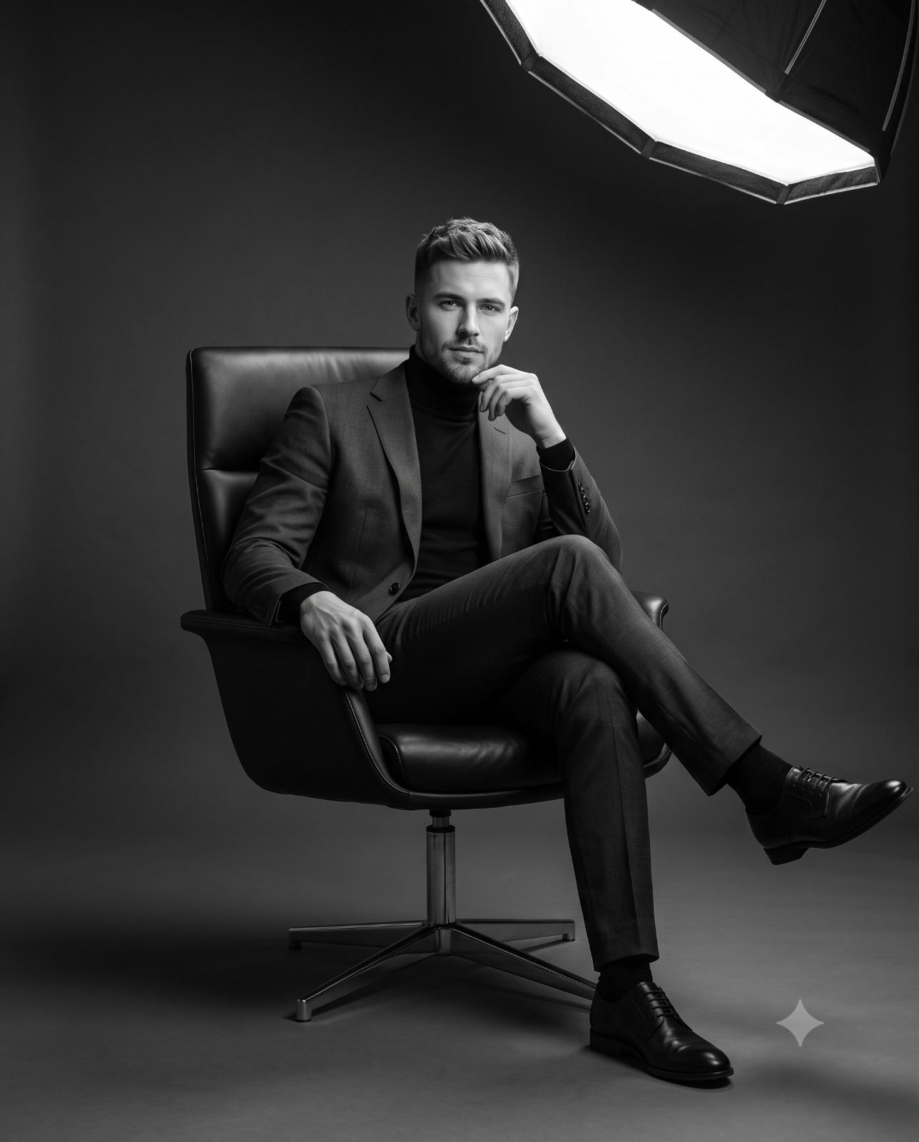 Dramatic B&w Corporate Portrait with Softbox Light Portrait
