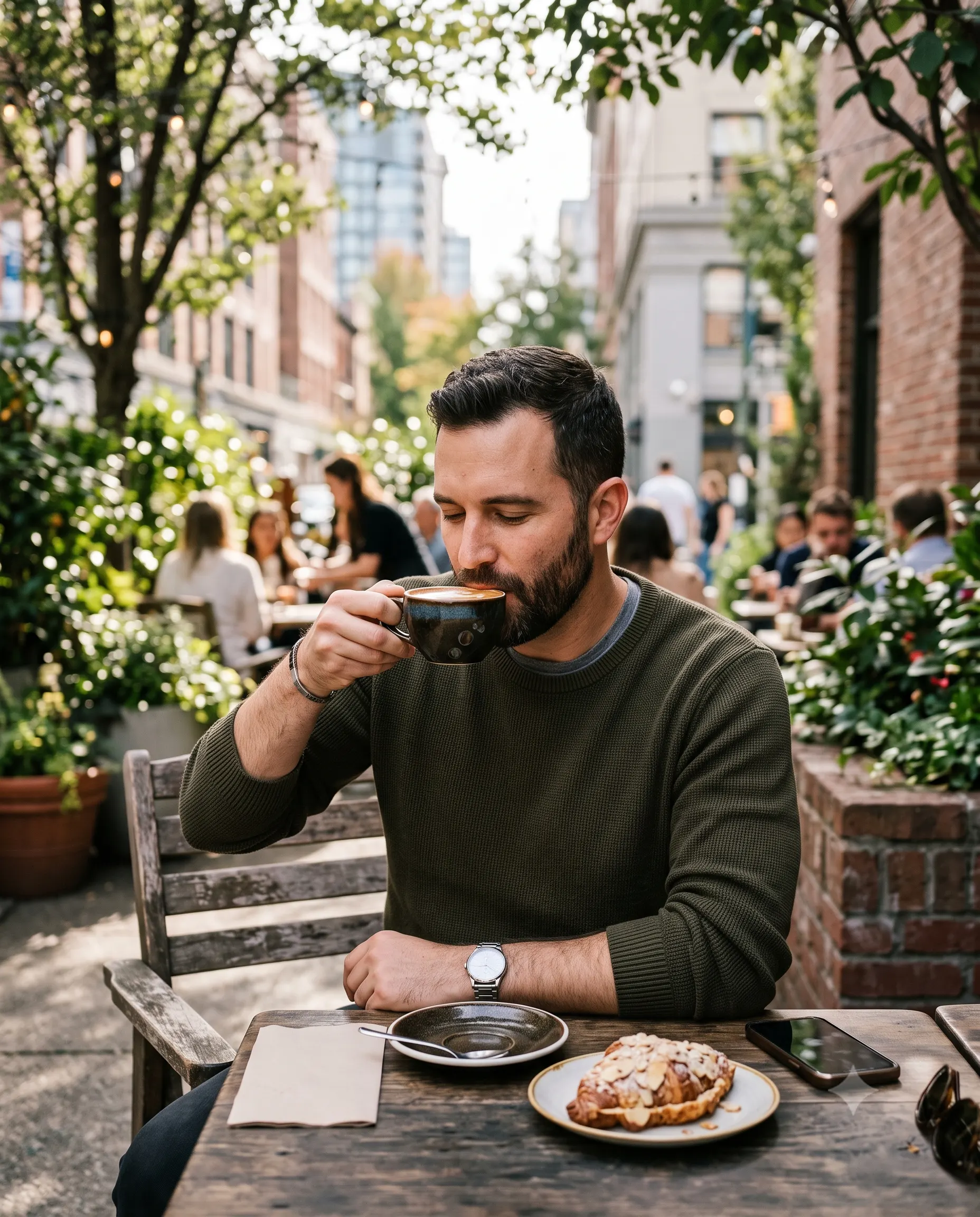 Morning Routine at the Sidewalk Cafe Portrait