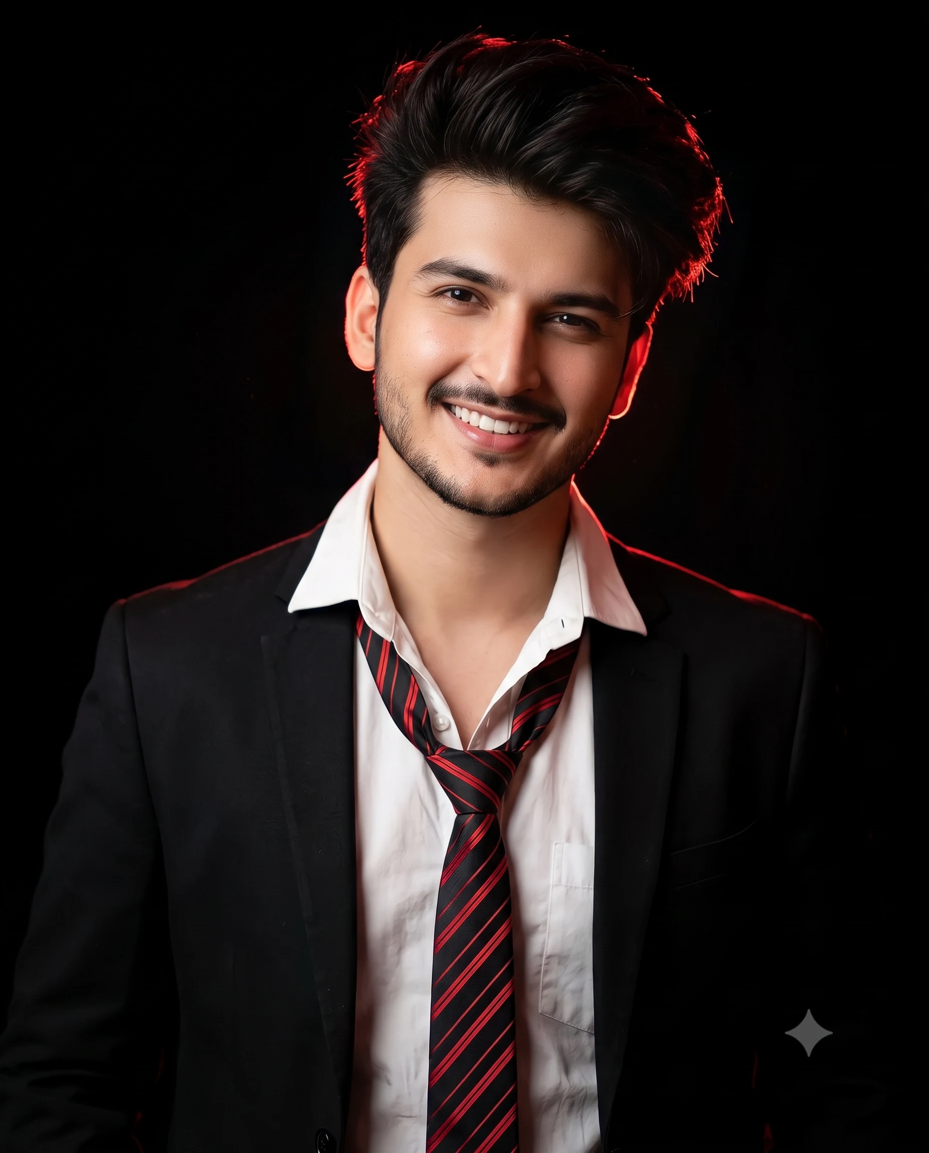 Loosened Tie Dramatic Red Rim Lighting Portrait