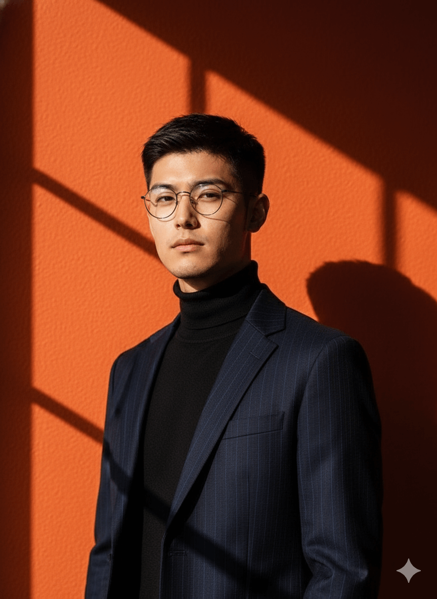 Sharp Orange Wall Cinematic Male Portrait