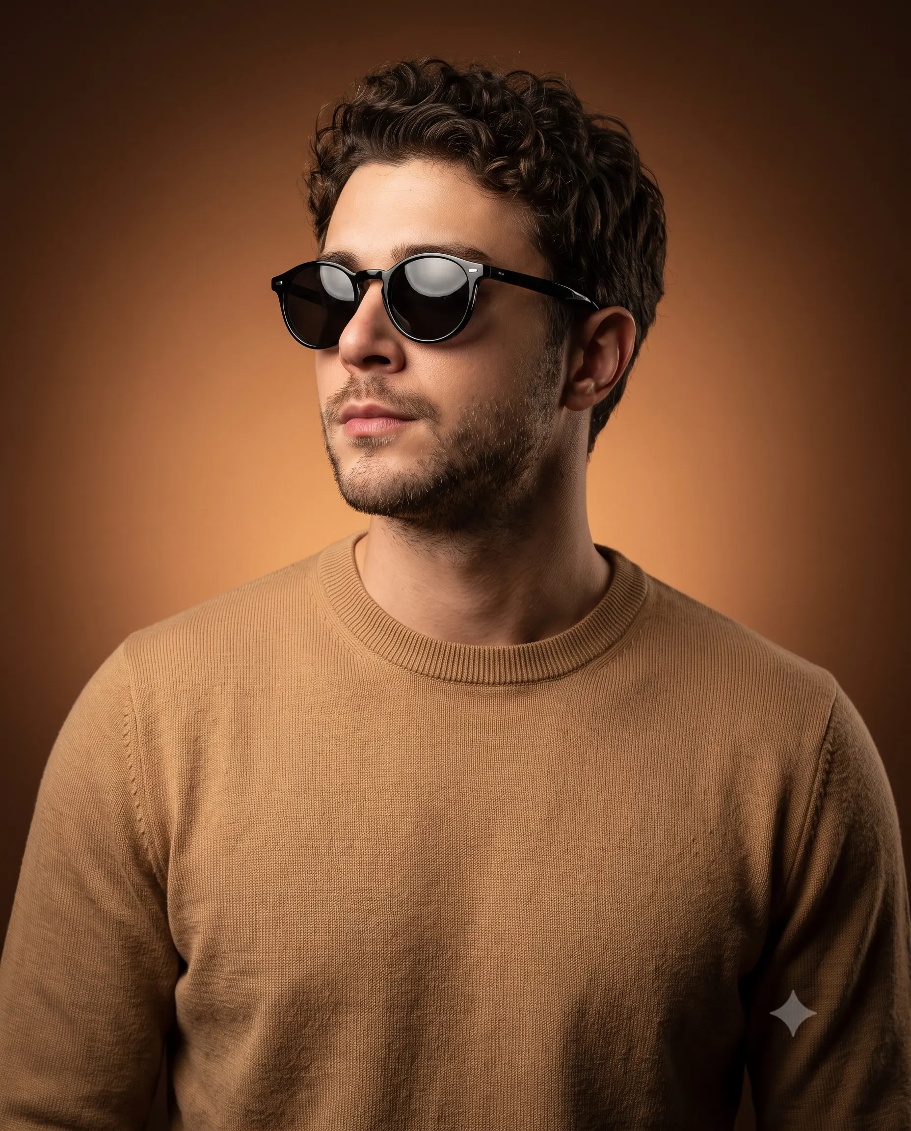 Man Sunglasses Warm Tone Studio Portrait