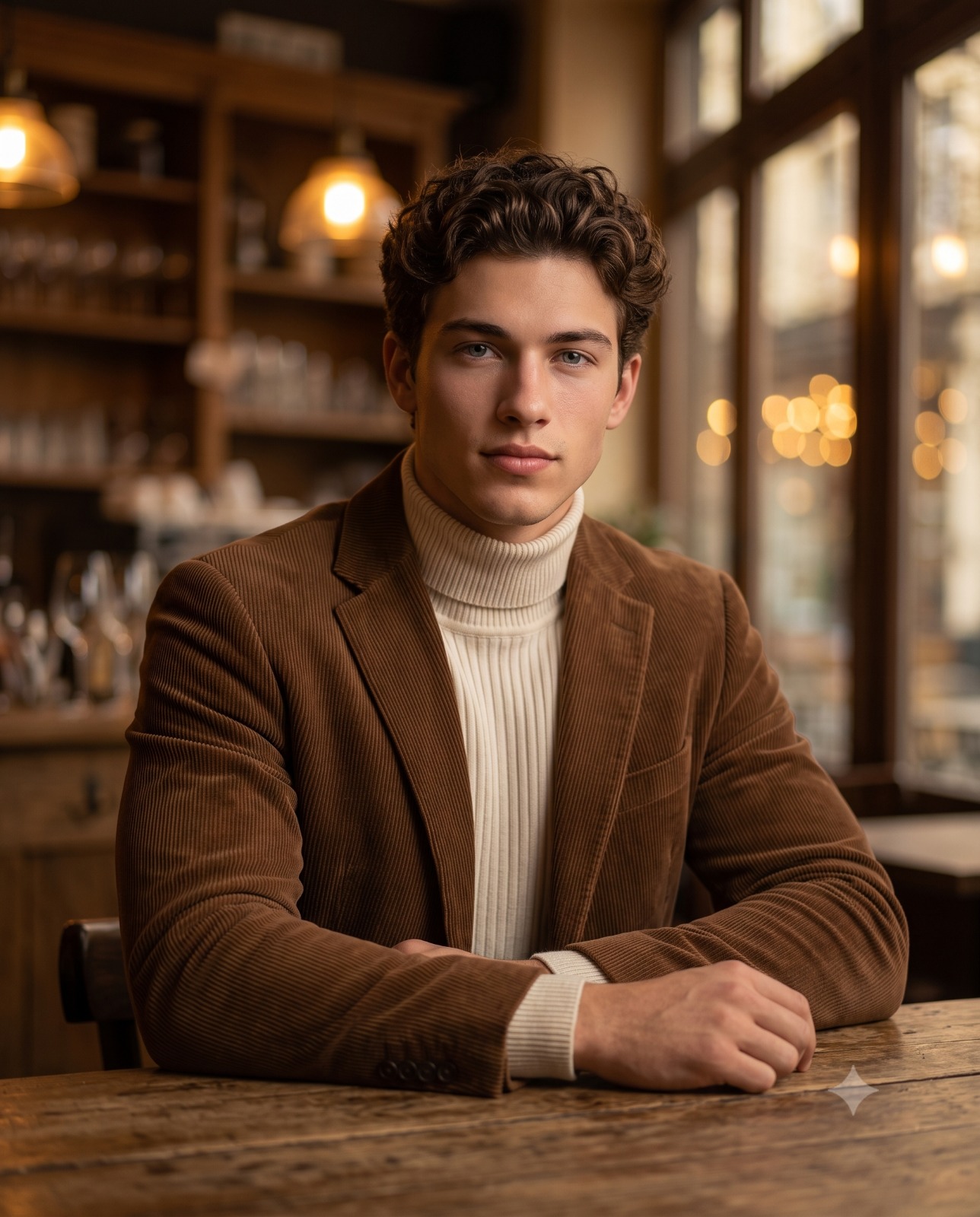 Autumn Fashion in a Cozy Cafe Portrait