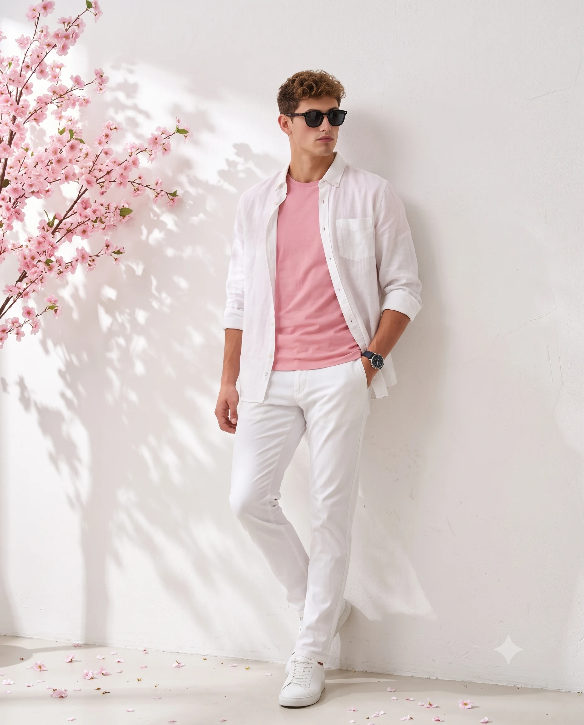 Trendy Pink & White Men's Look Portrait