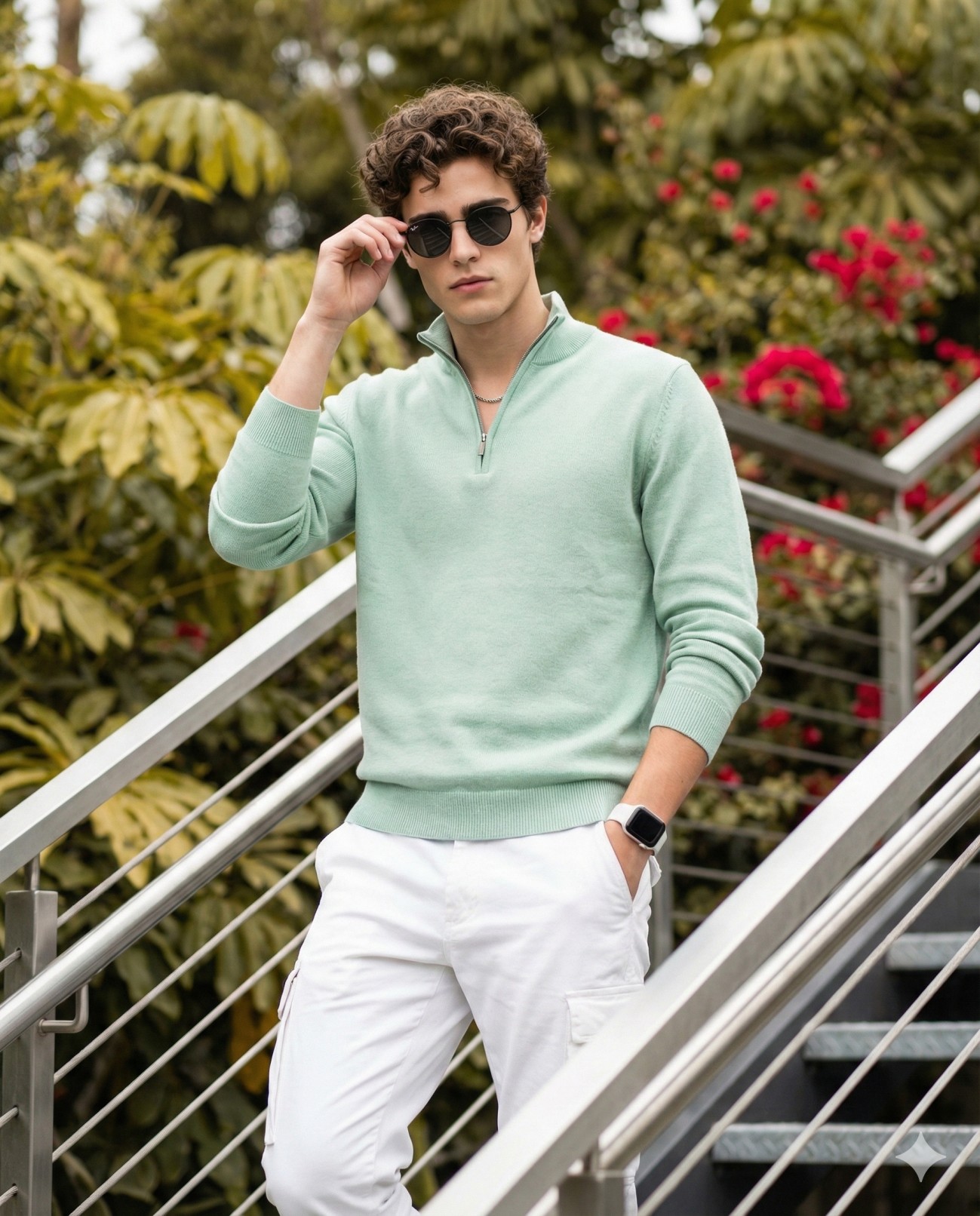 Mint Green Fresh Clean Men Fashion Portrait