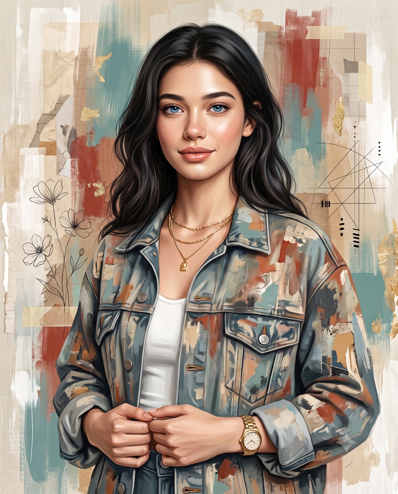 Blue Eyes and Brushstrokes Portrait