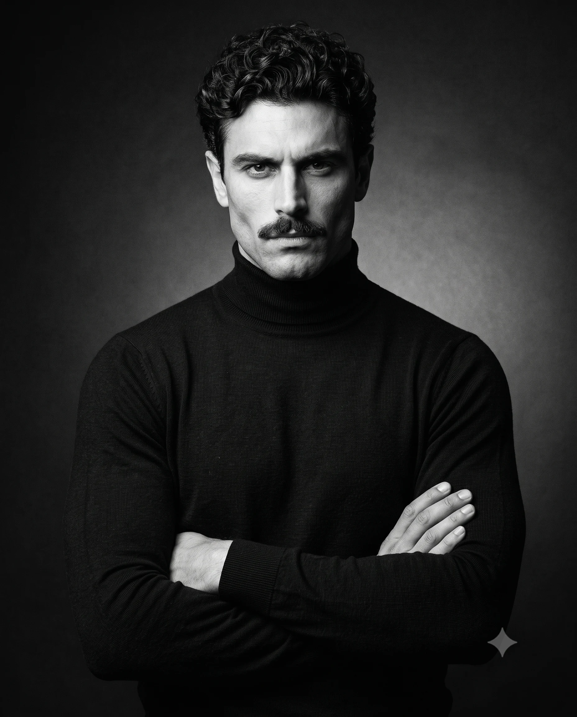 Classic B&w Portrait of Man with Crossed Arms Portrait