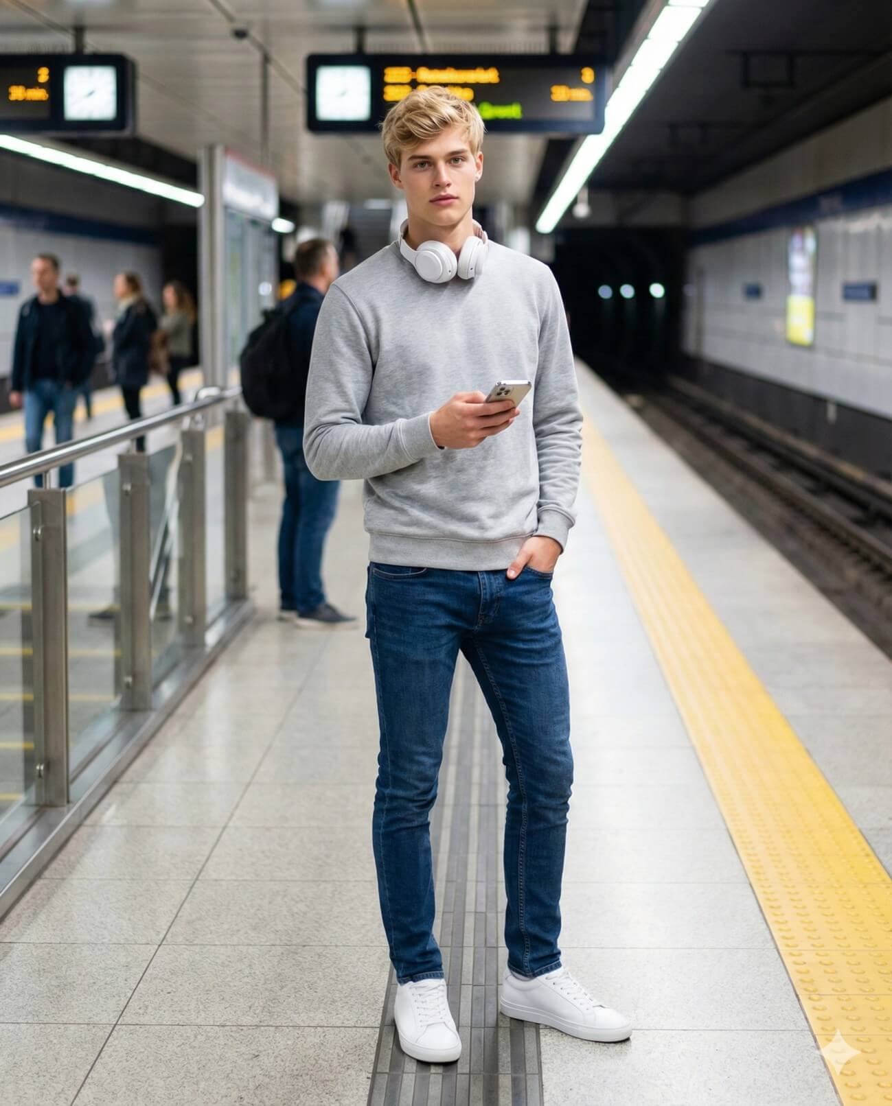 Metro Station Music Headphones Men Portrait