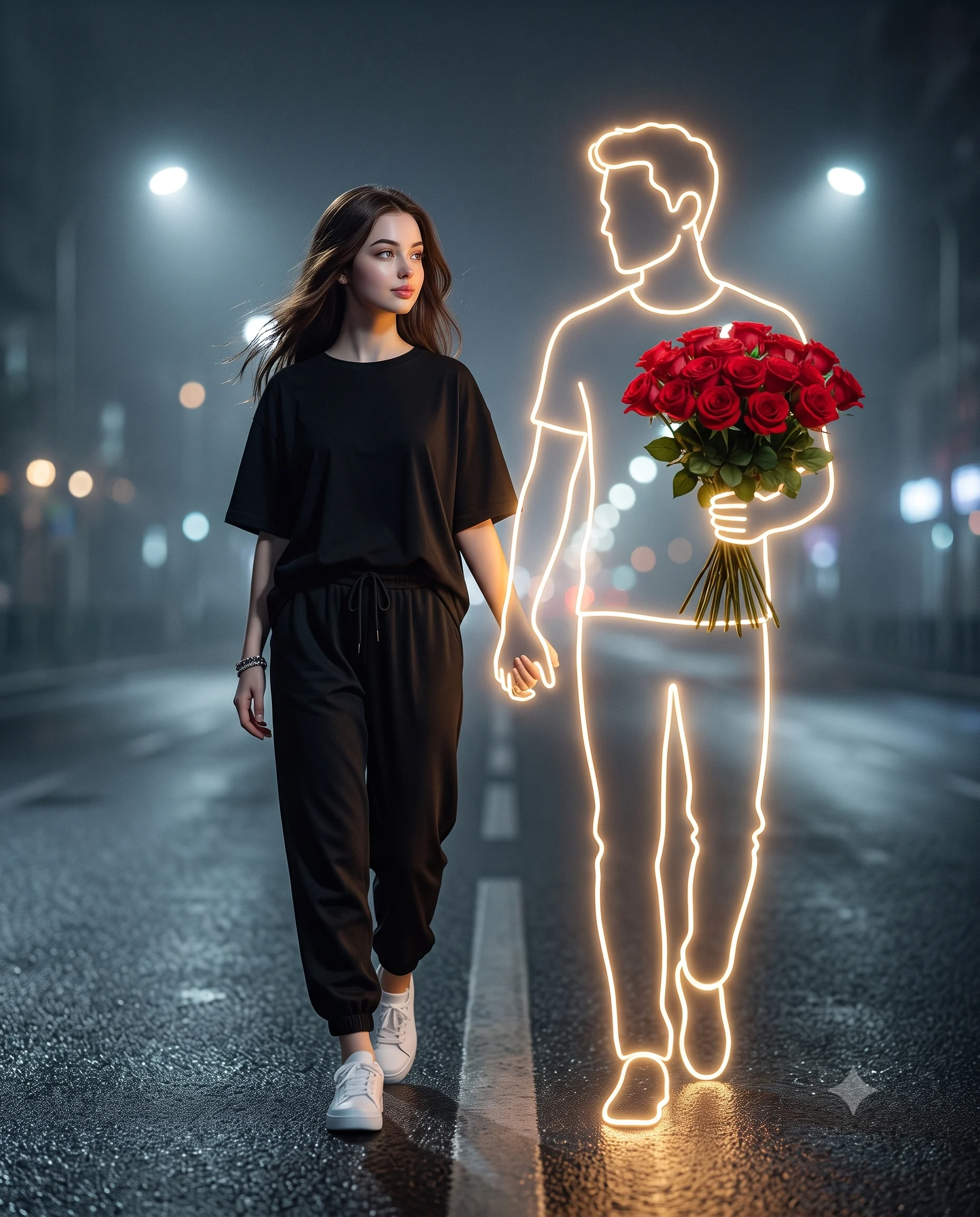 Girl Walking with Glowing Boy Portrait