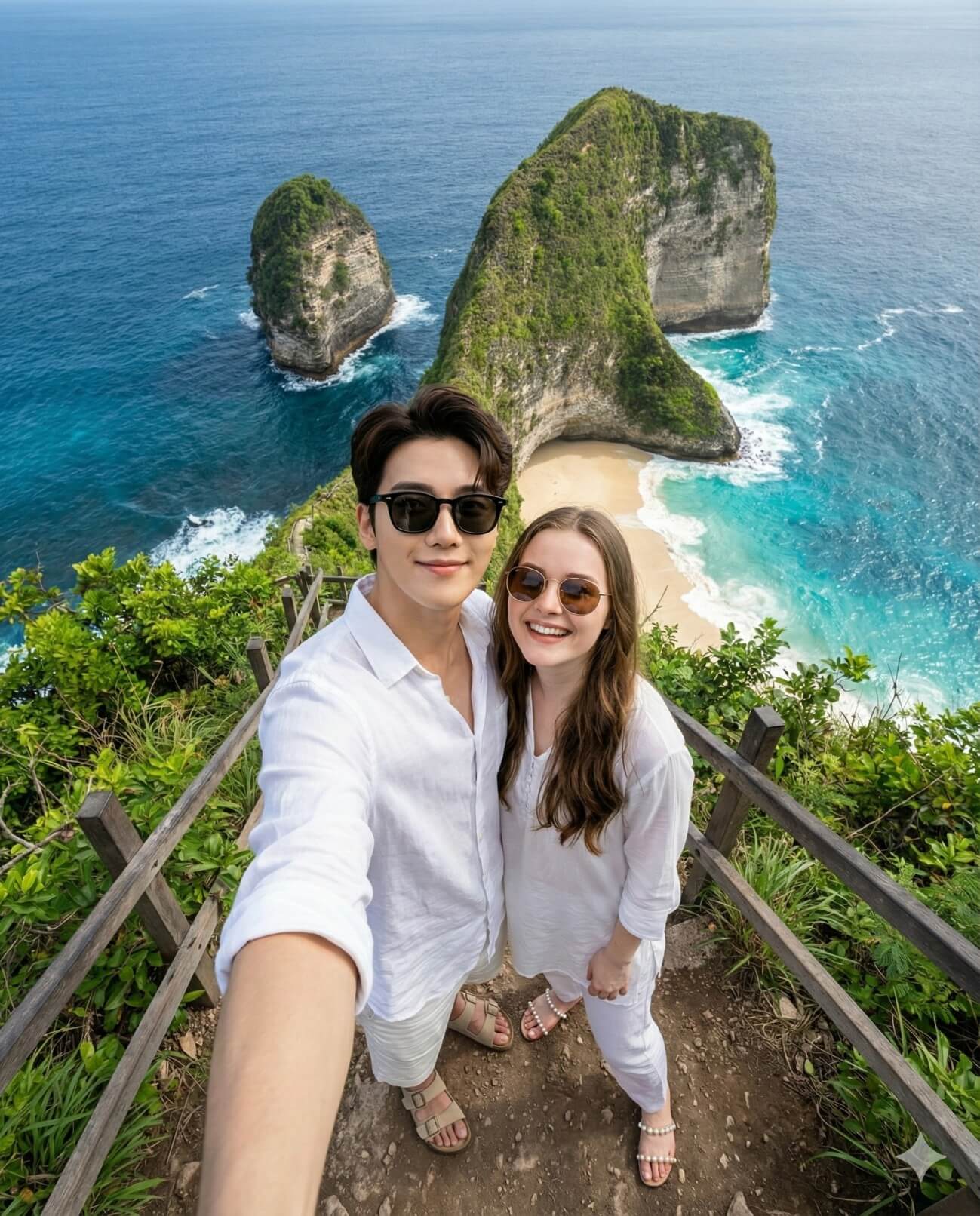 Romantic Travel Selfie Couple on Scenic Overlook