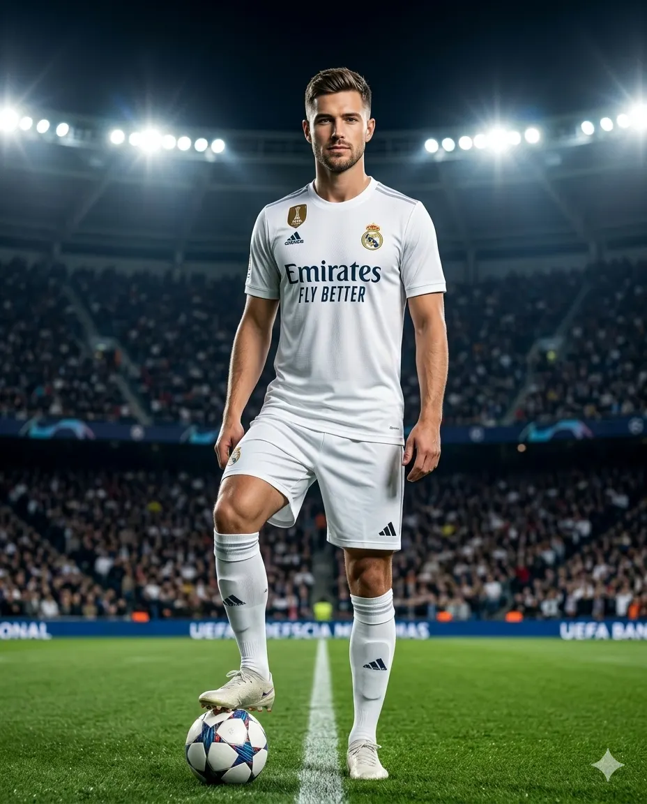 Professional Footballer Stadium Glow Cinematic Portrait