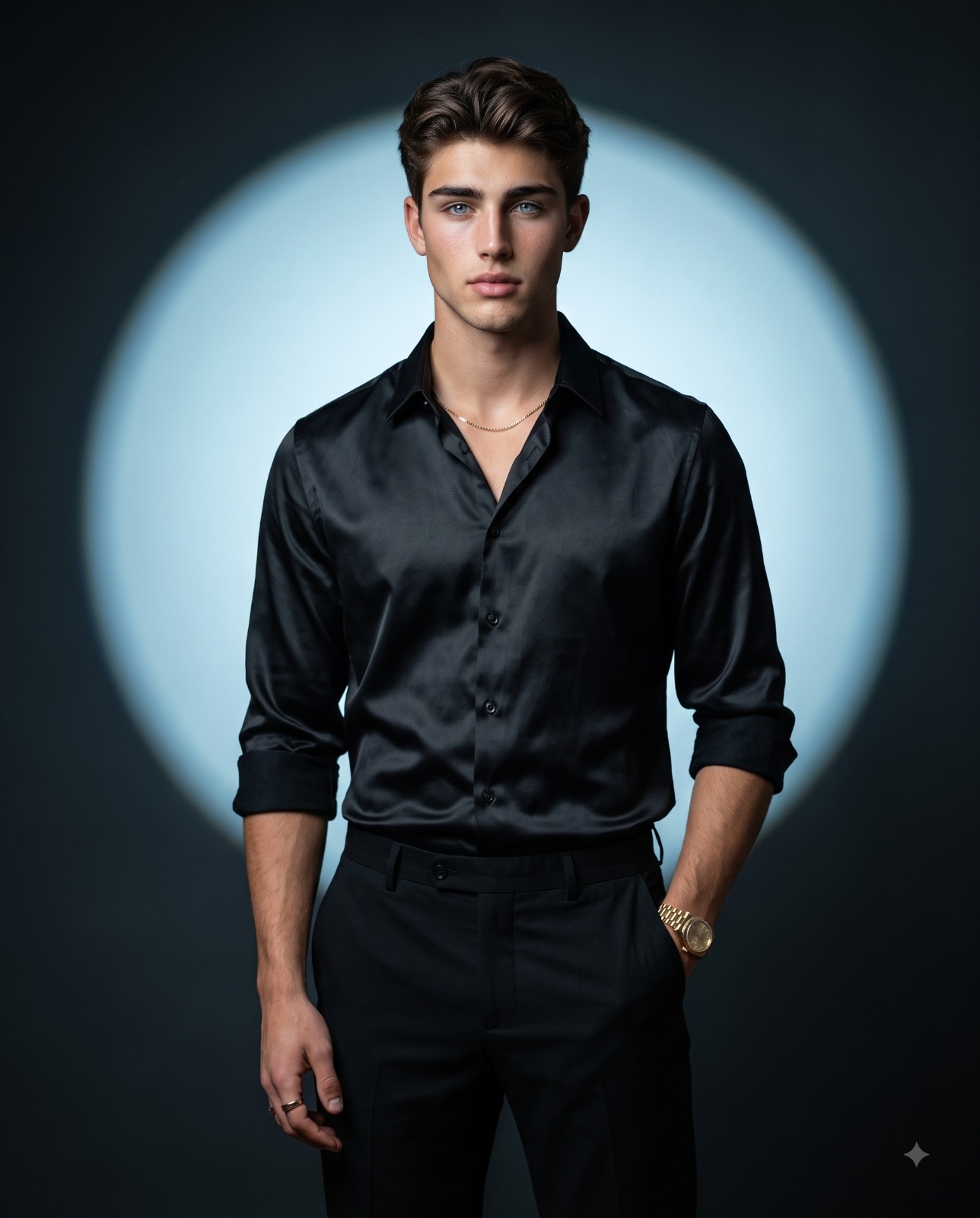 Fashion Portrait of Man in Black Attire Portrait
