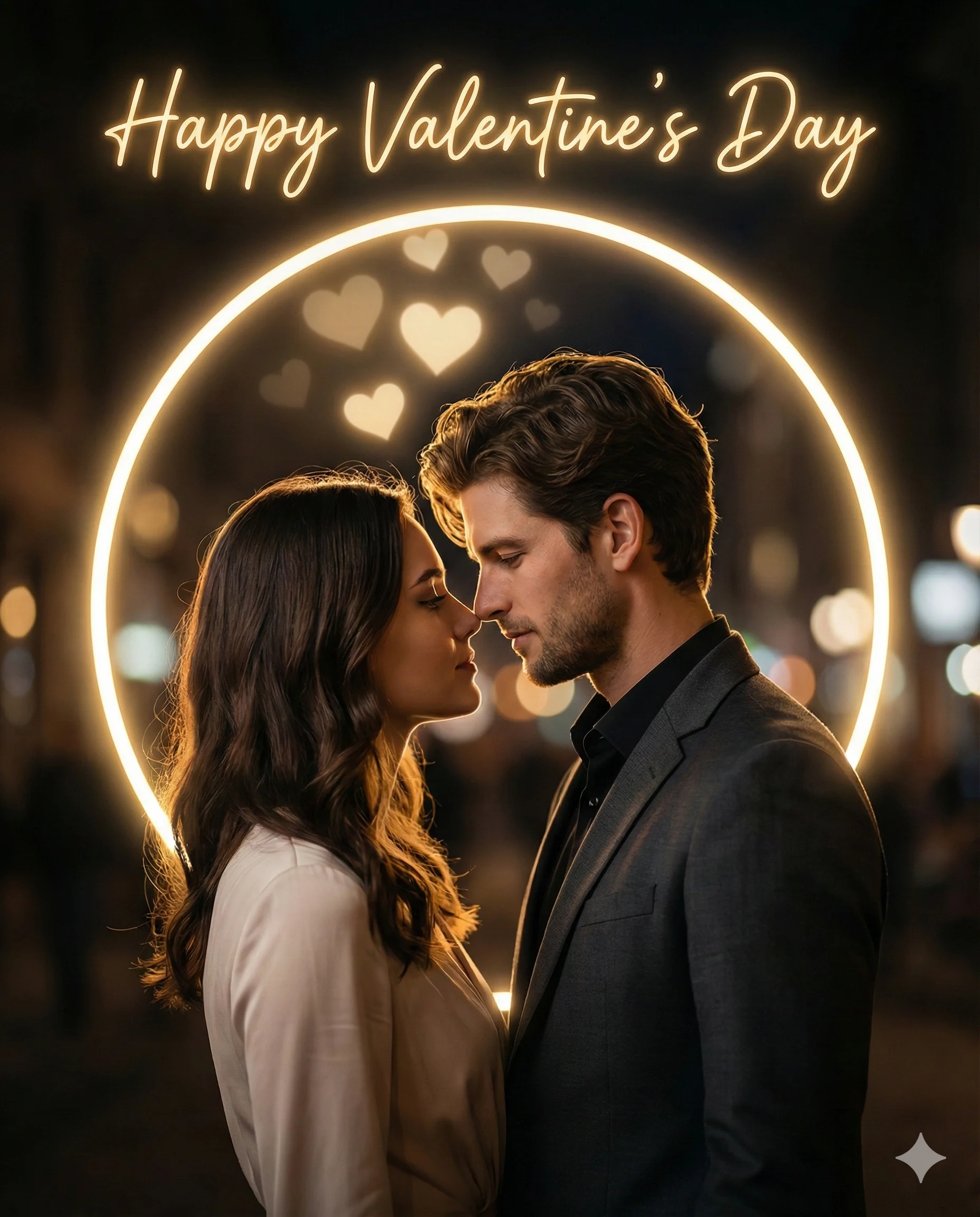 Cinematic Valentine Heart Frame Couple Portrait