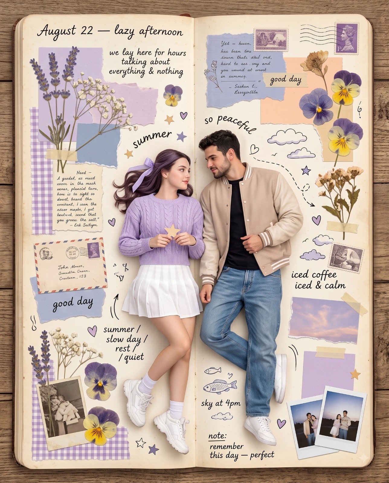 Couple on a Vintage Scrapbook Journal Page Portrait
