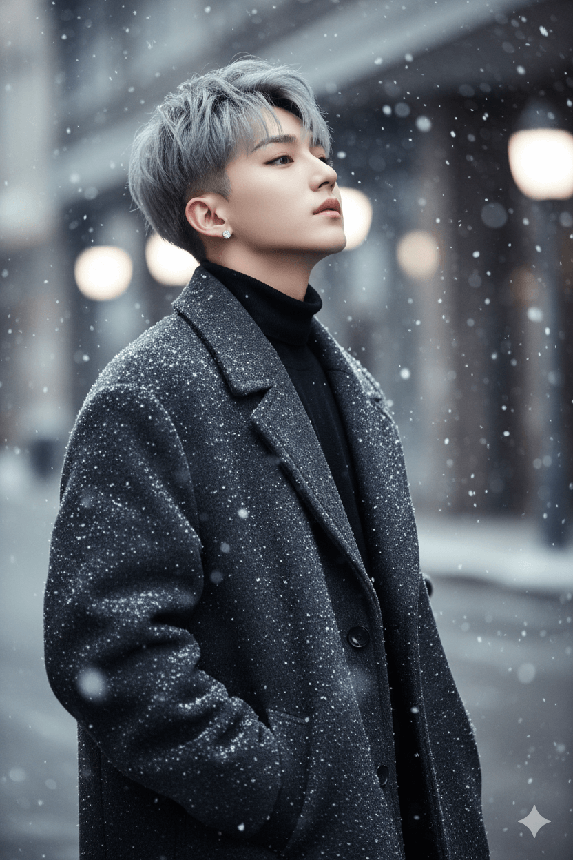Silver Snowfall Luxury Winter Fashion Portrait