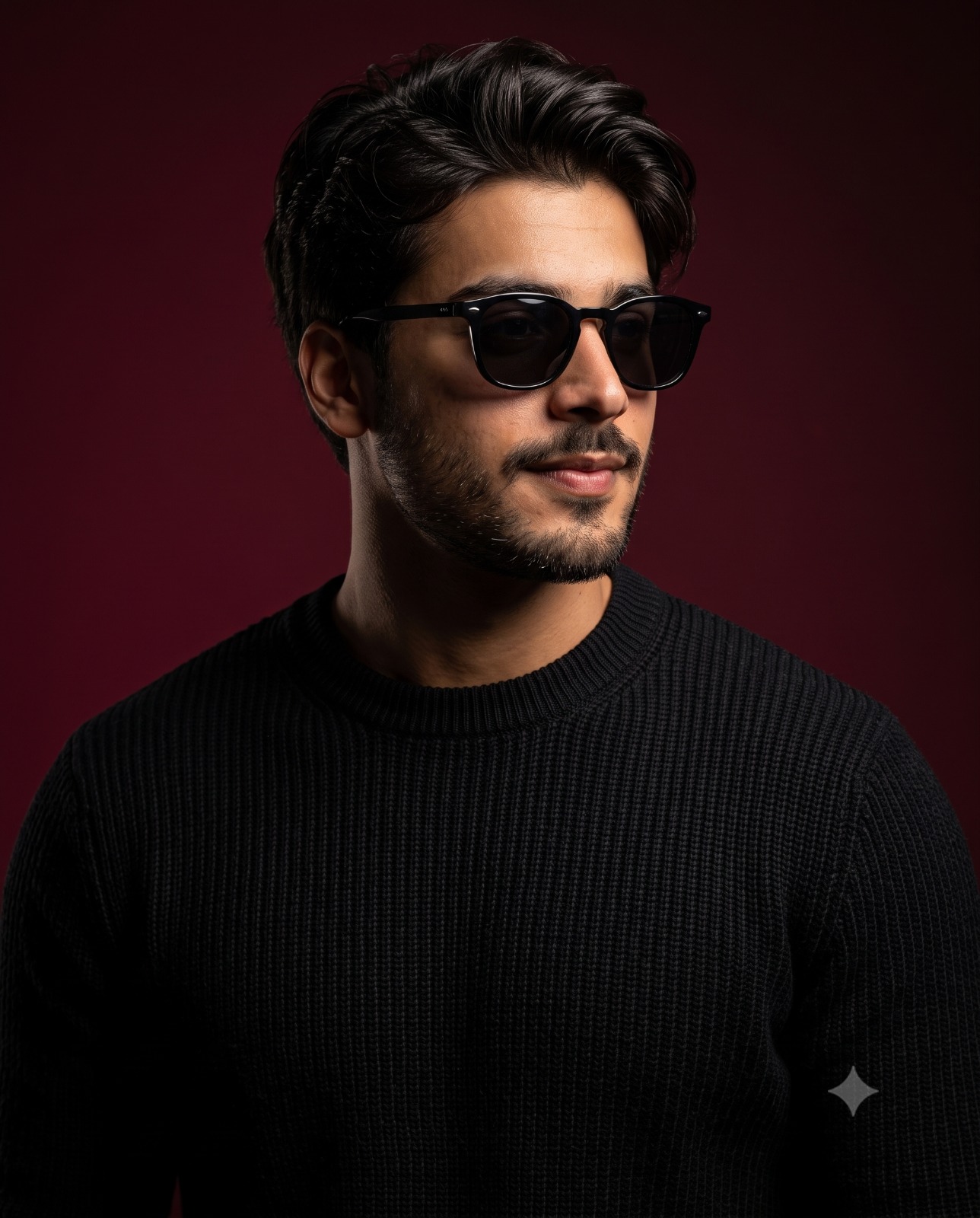 Profile in Maroon Studio Portrait