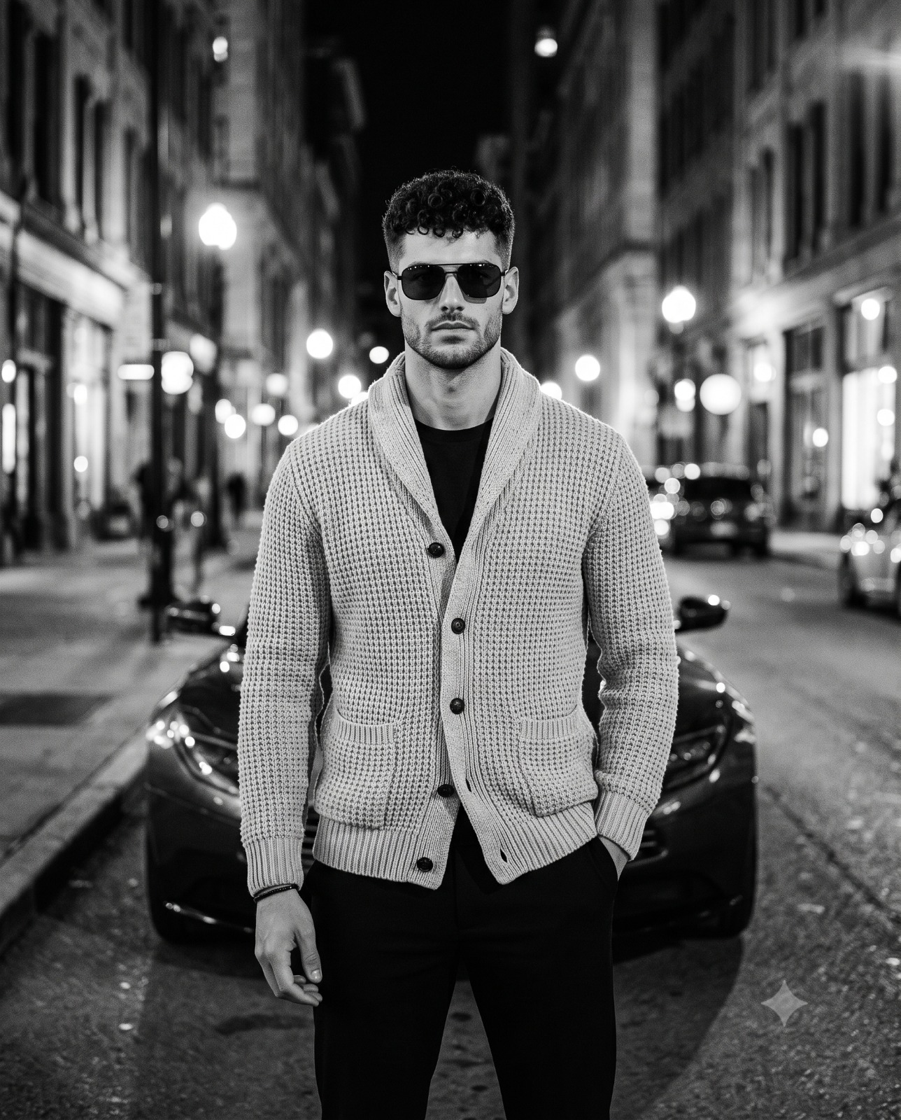 Nighttime City Portrait with Car Portrait