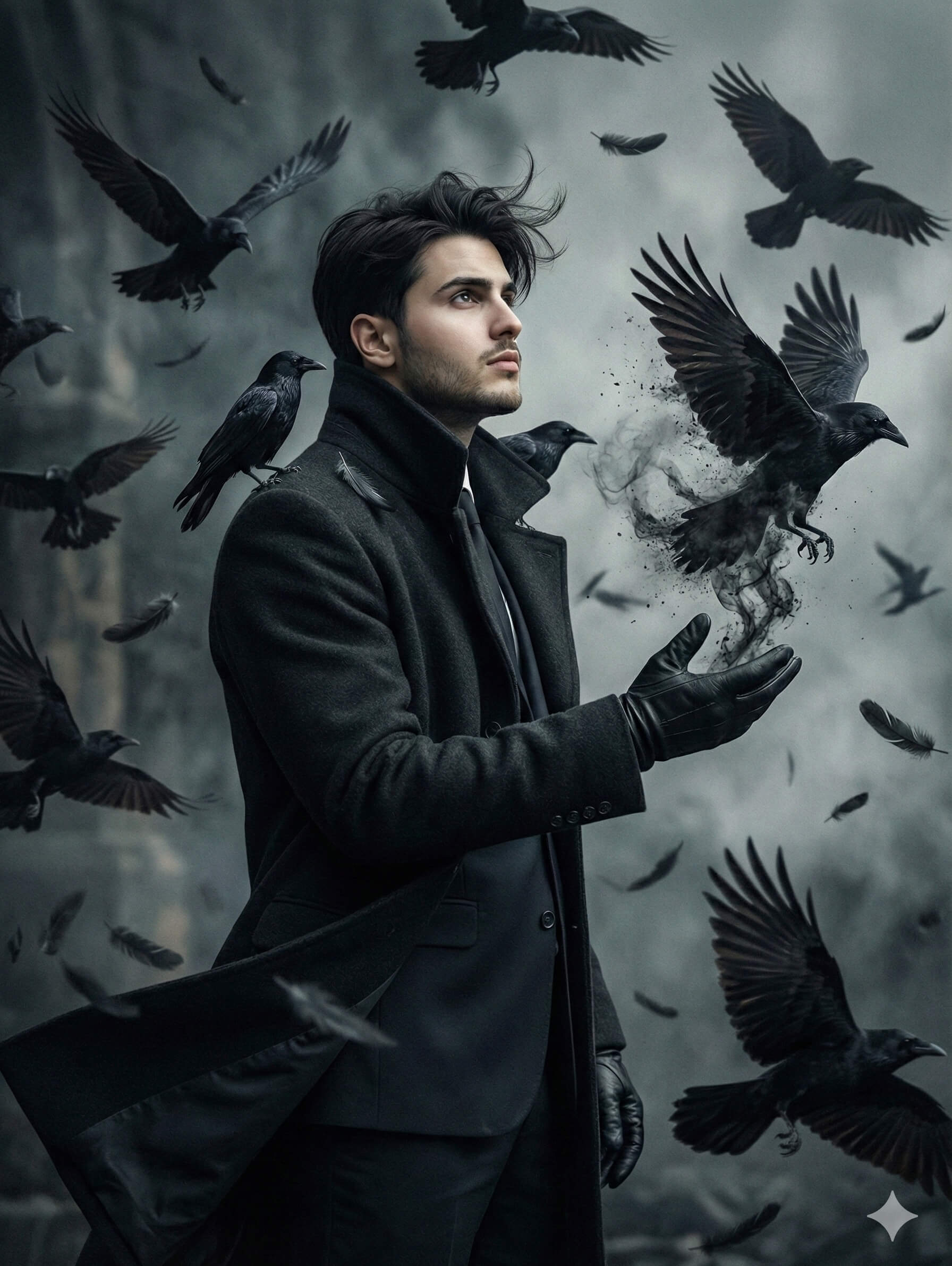 Dark Raven Gothic Fantasy Cinematic Portrait