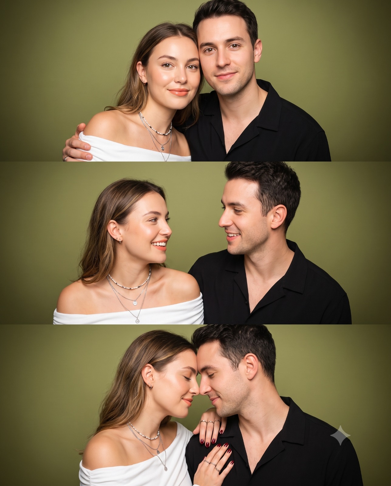 Photobooth Triptych Romantic Couple Studio Portrait