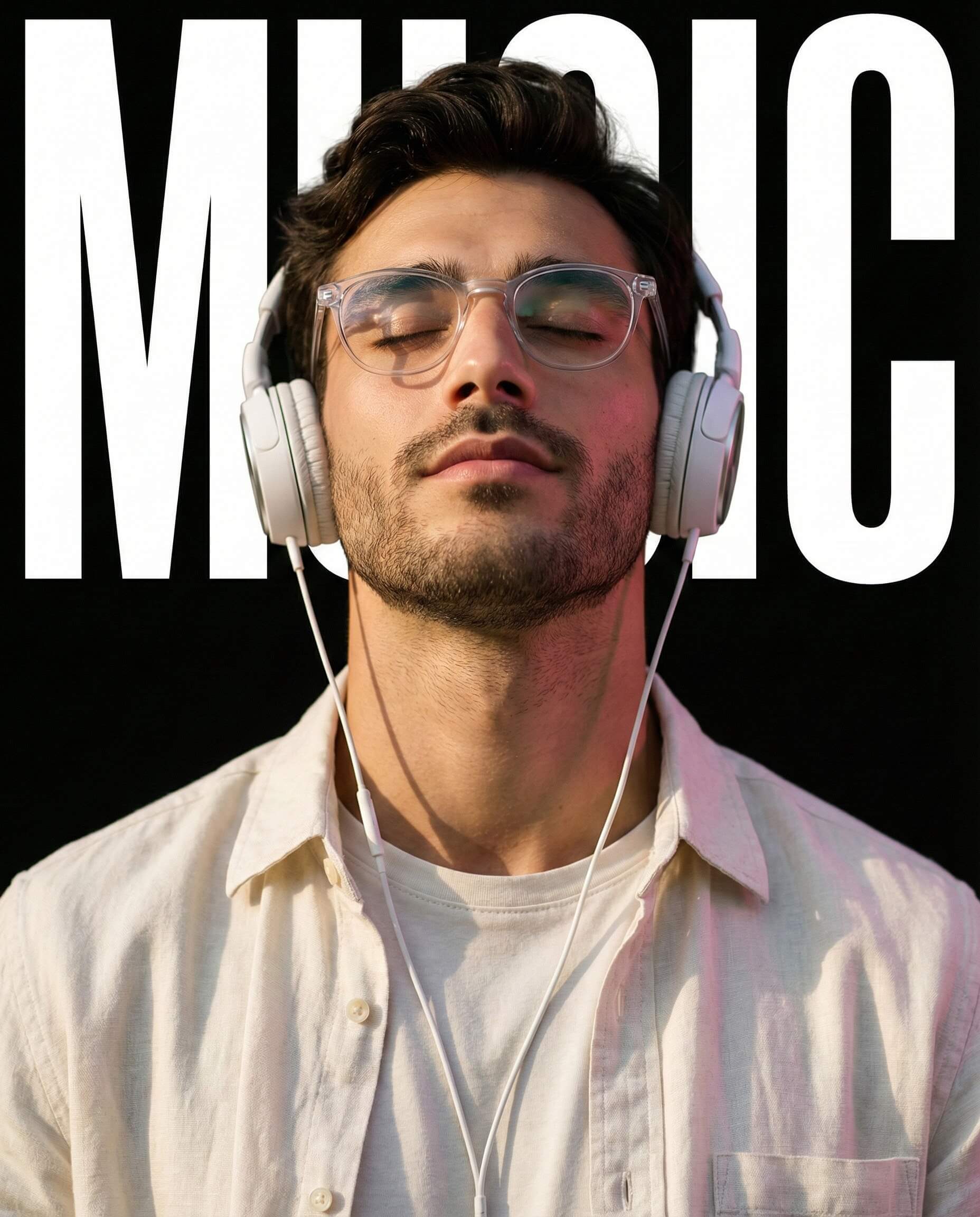 Fashion Editorial Portrait: Headphones in Golden Light