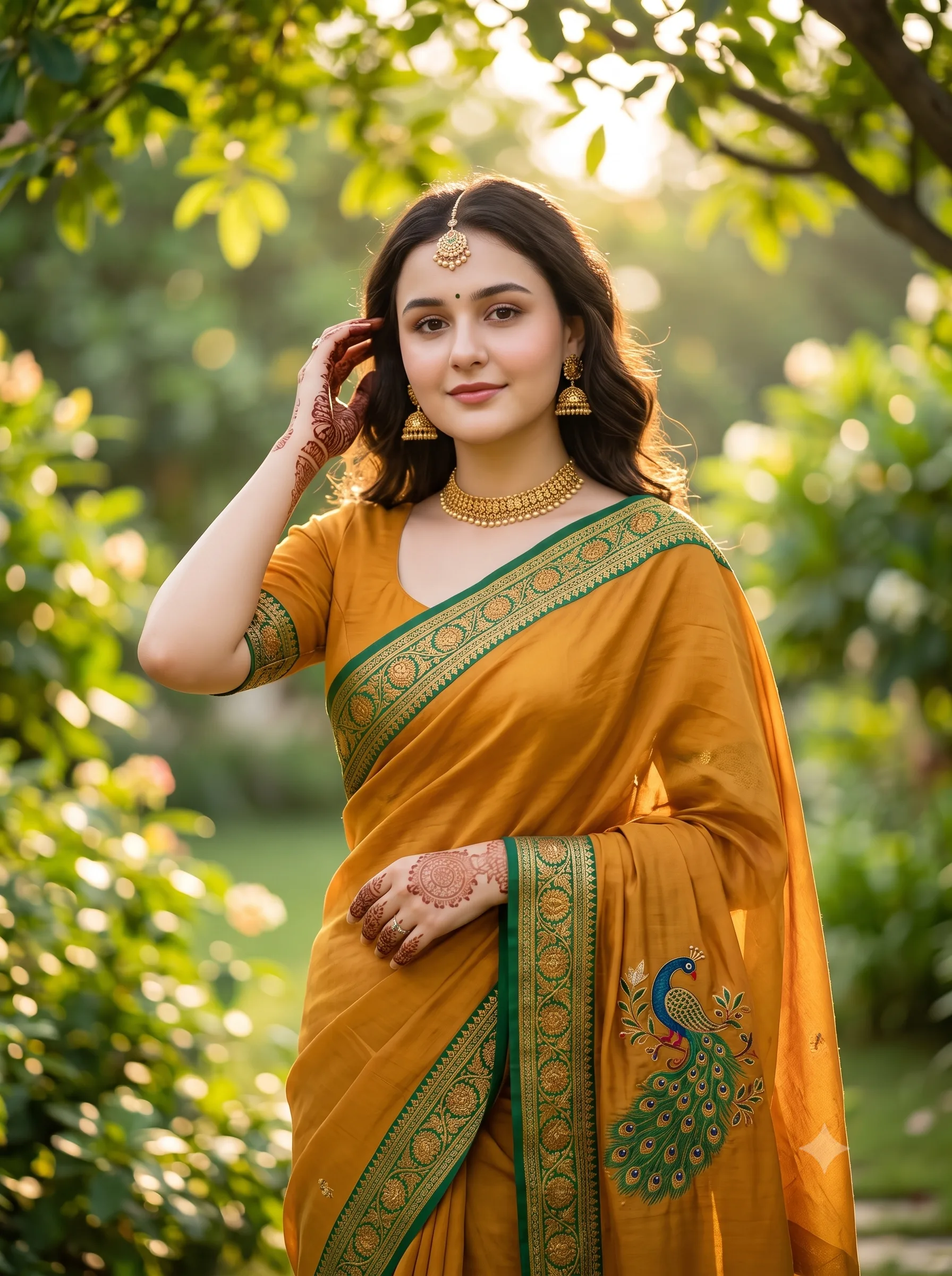Mustard Yellow Saree Elegance Portrait