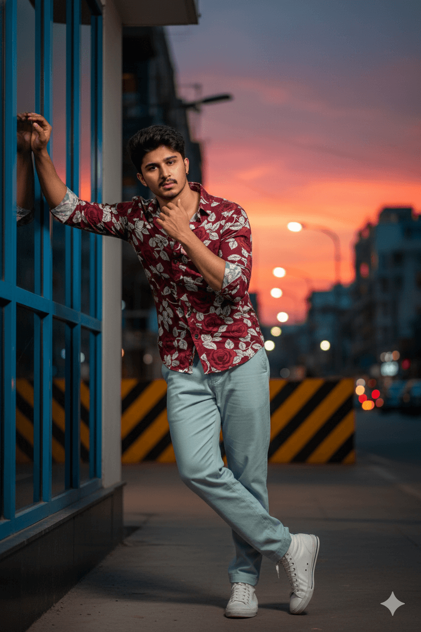 Urban Streetwear Stylish Young Boy Studio Portrait