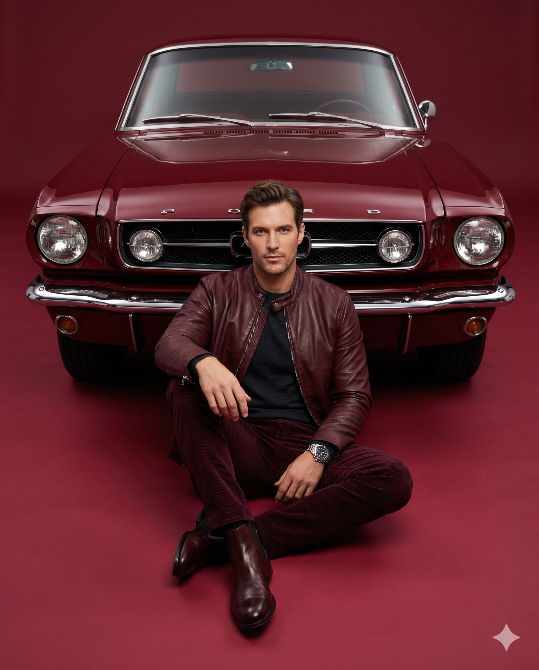 Heritage Drive Vintage Car Outdoor Men Fashion Portrait