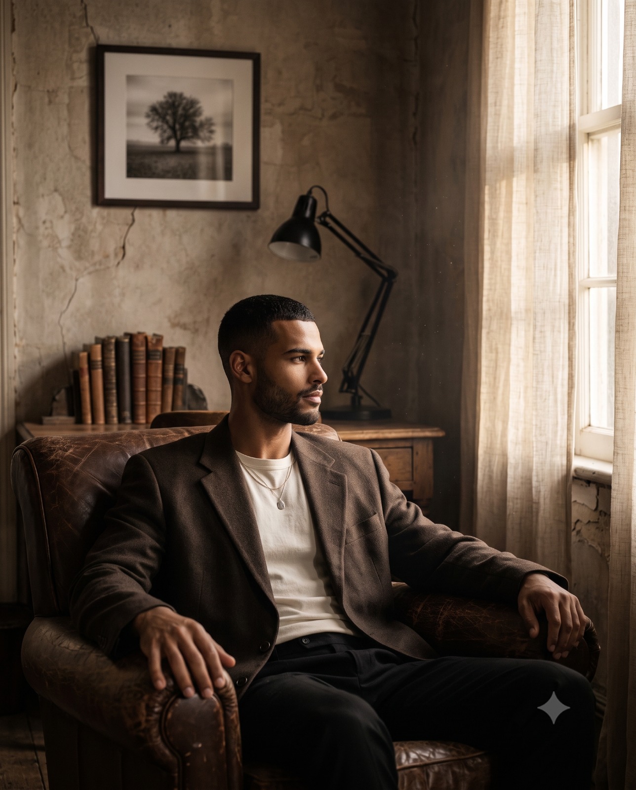 Lost in Thought by the Window Portrait