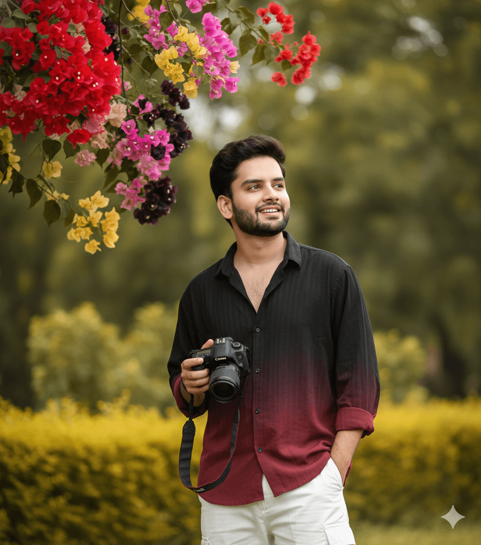 Creative Young Man Holding DSLR Camera Portrait